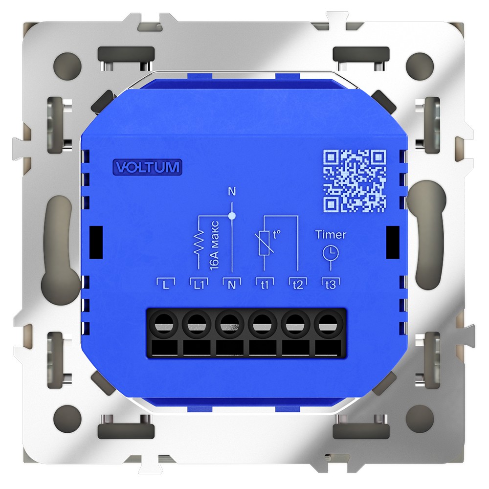 Терморегулятор электронный VOLTUM S70 с индикацией и датчиком, для теплого пола, (сталь)
