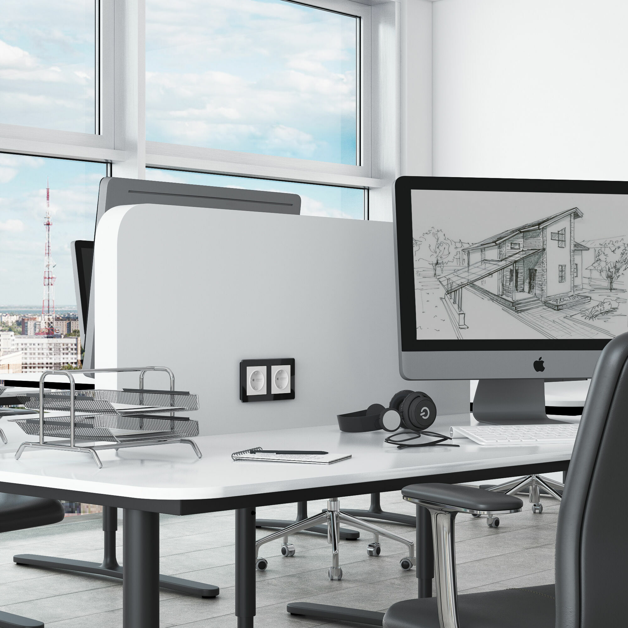 Розетка с заземлением (белый матовый) Werkel