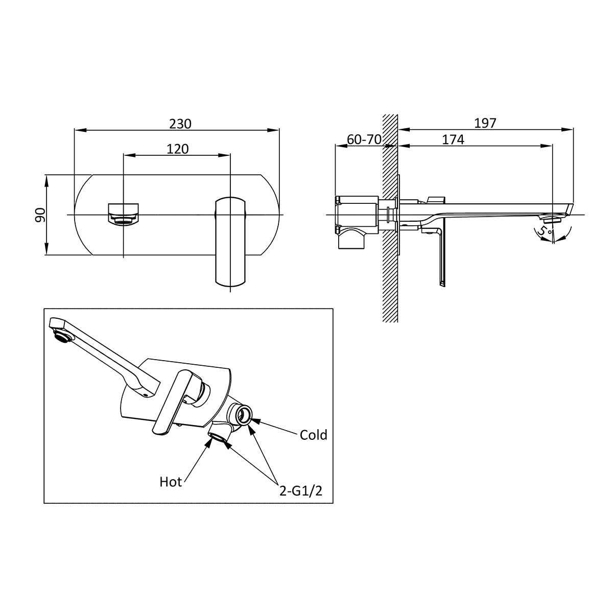 Смеситель Vincea Next VBFW-1N1CH настенный хром