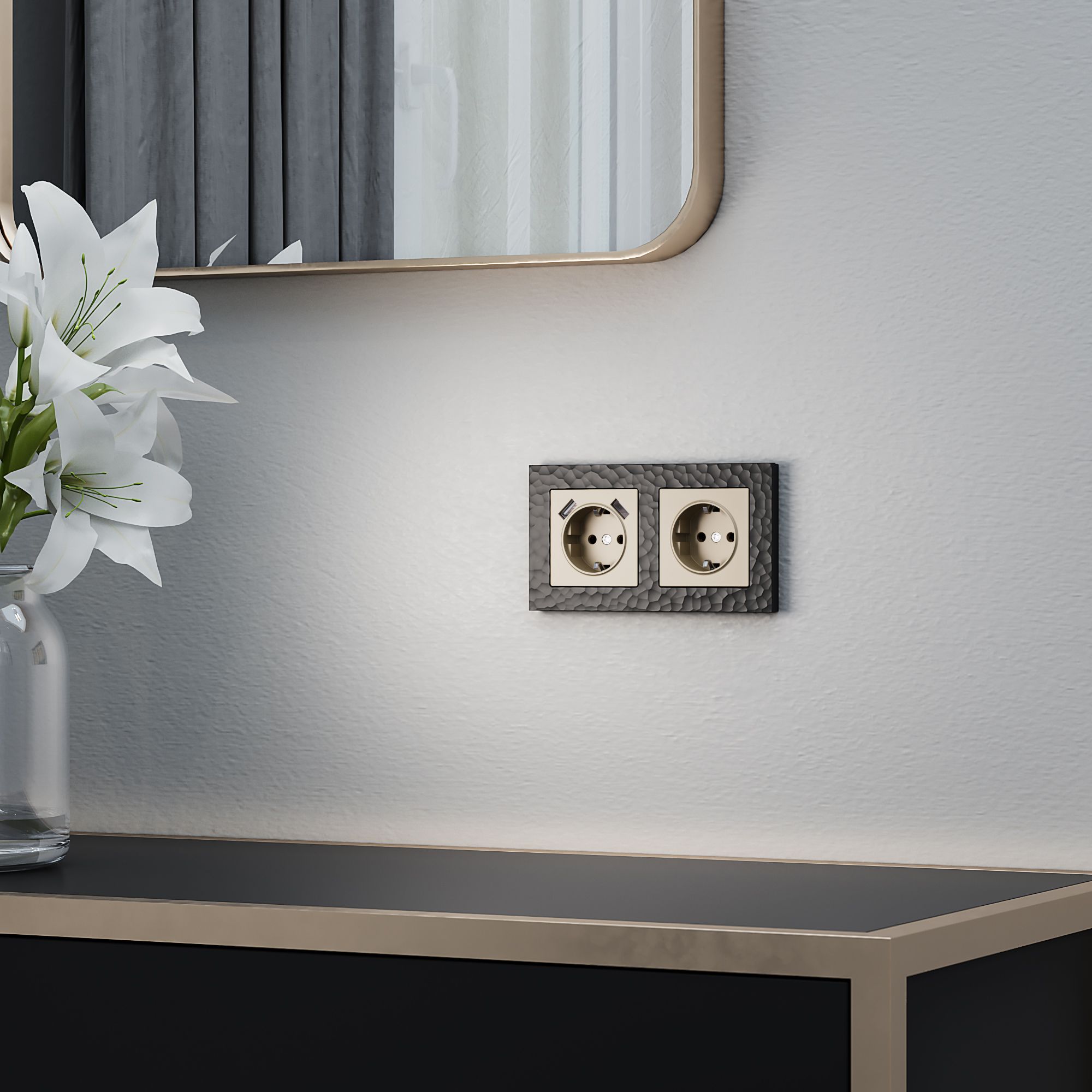 Розетка с заземлением (шампань) Werkel