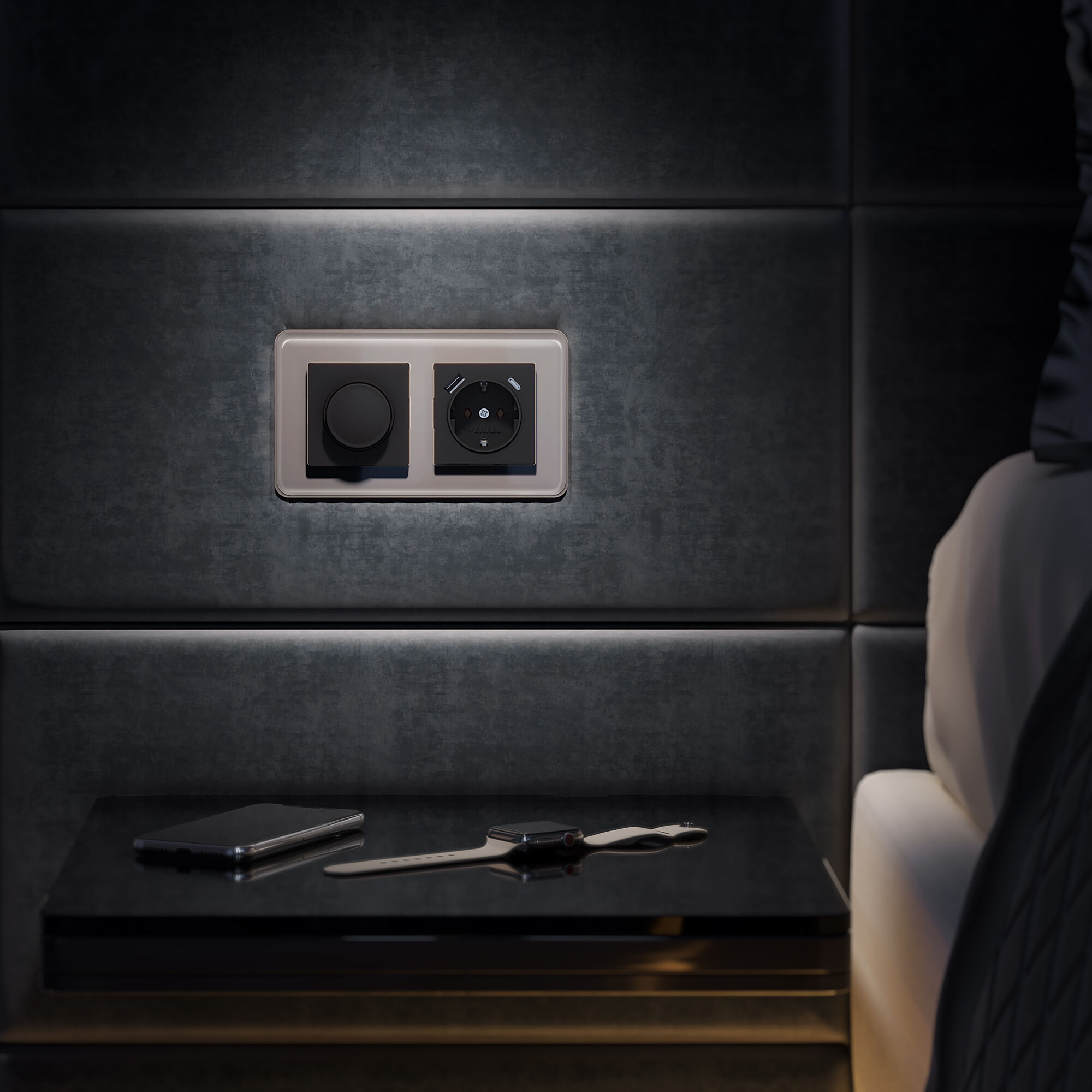 Рамка из стекла на 2 поста Elite дымчатый Werkel