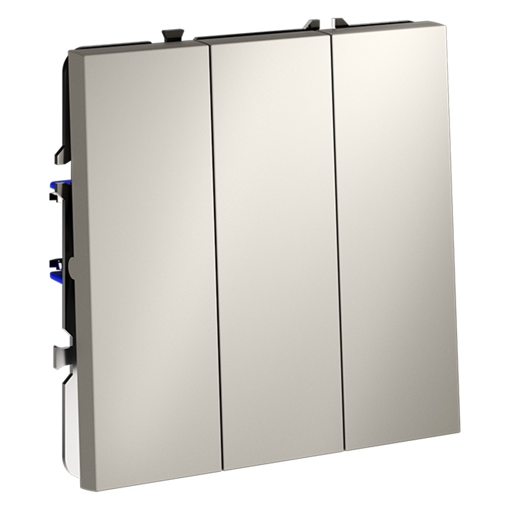 Выключатель встраиваемый VOLTUM S70 трехклавишный 10А, (кашемир)