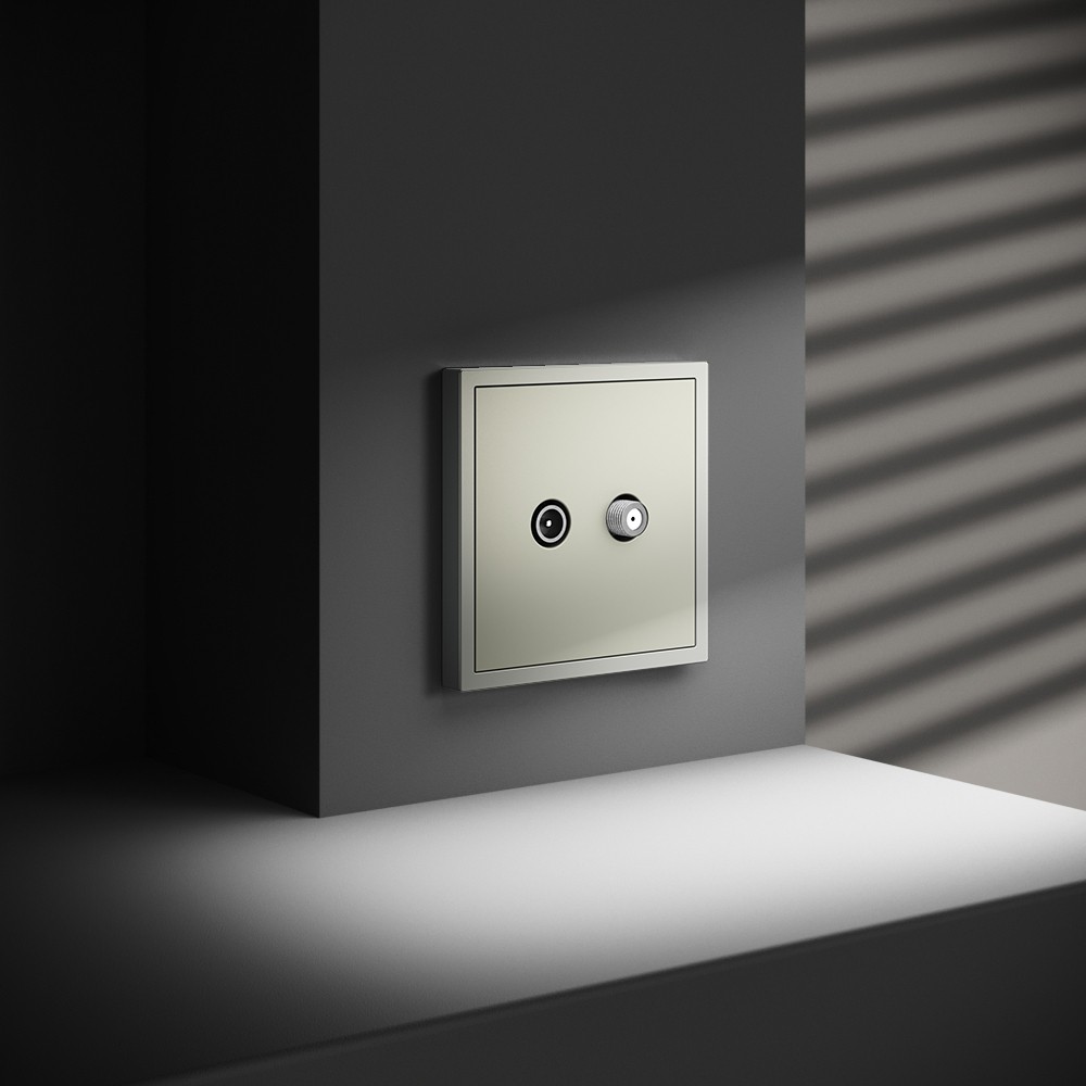 Розетка телевизионная встраиваемая VOLTUM S70 оконечная TV+SAT, (сталь)