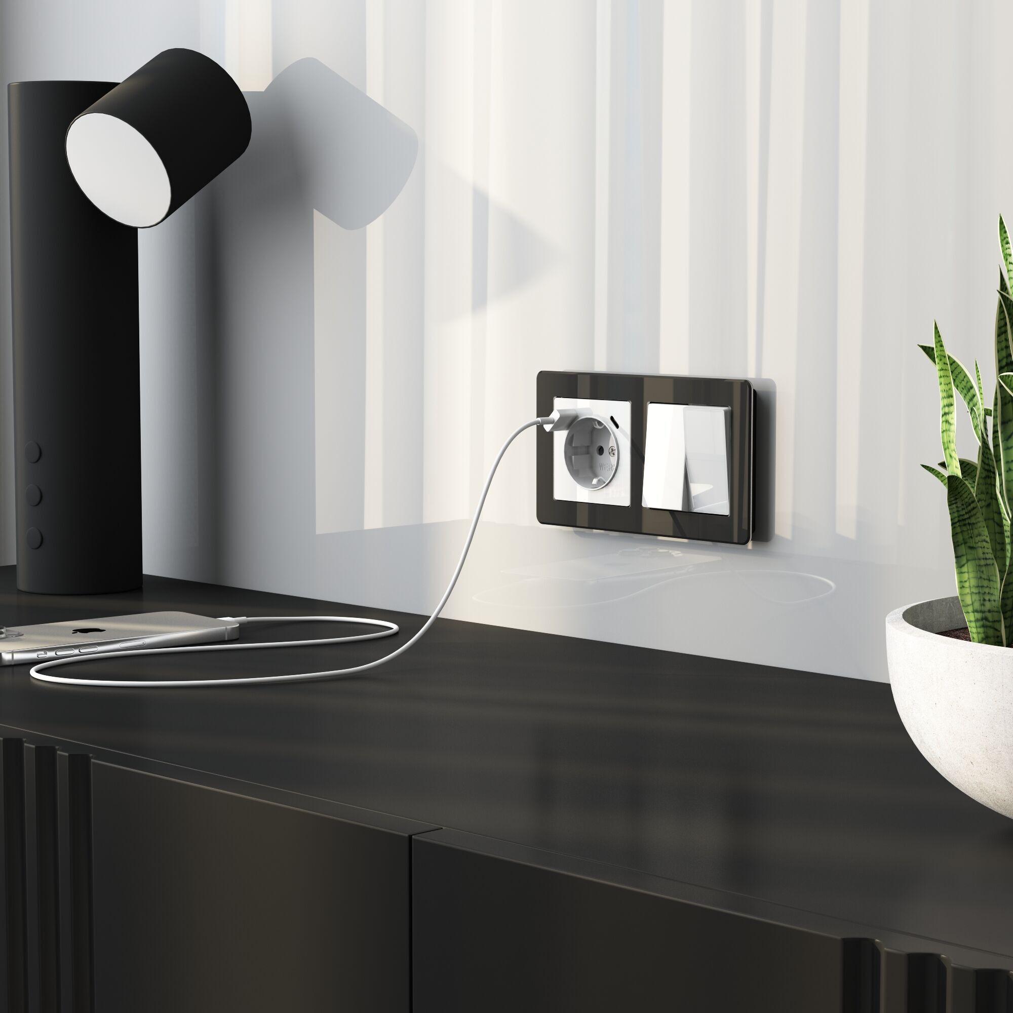 Выключатель двухклавишный (белый акрил) Werkel