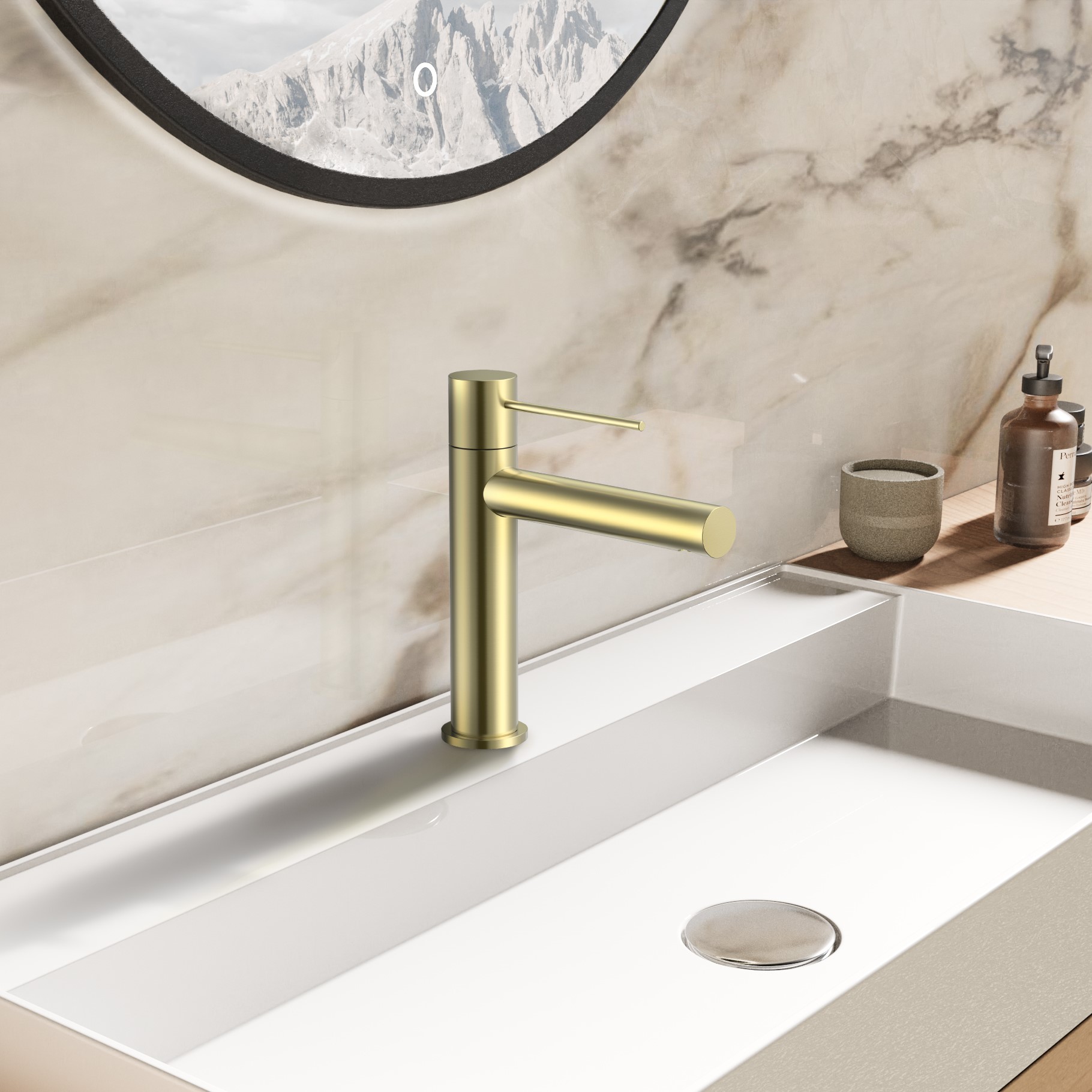 Смеситель Vincea Aspire VBF-4AS01BG на раковину брашированное золото