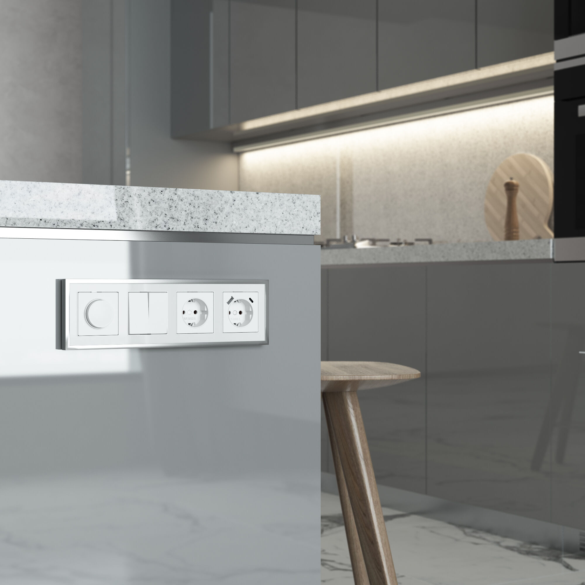 Рамка на 4 поста Baguette (белый/серебро) Werkel