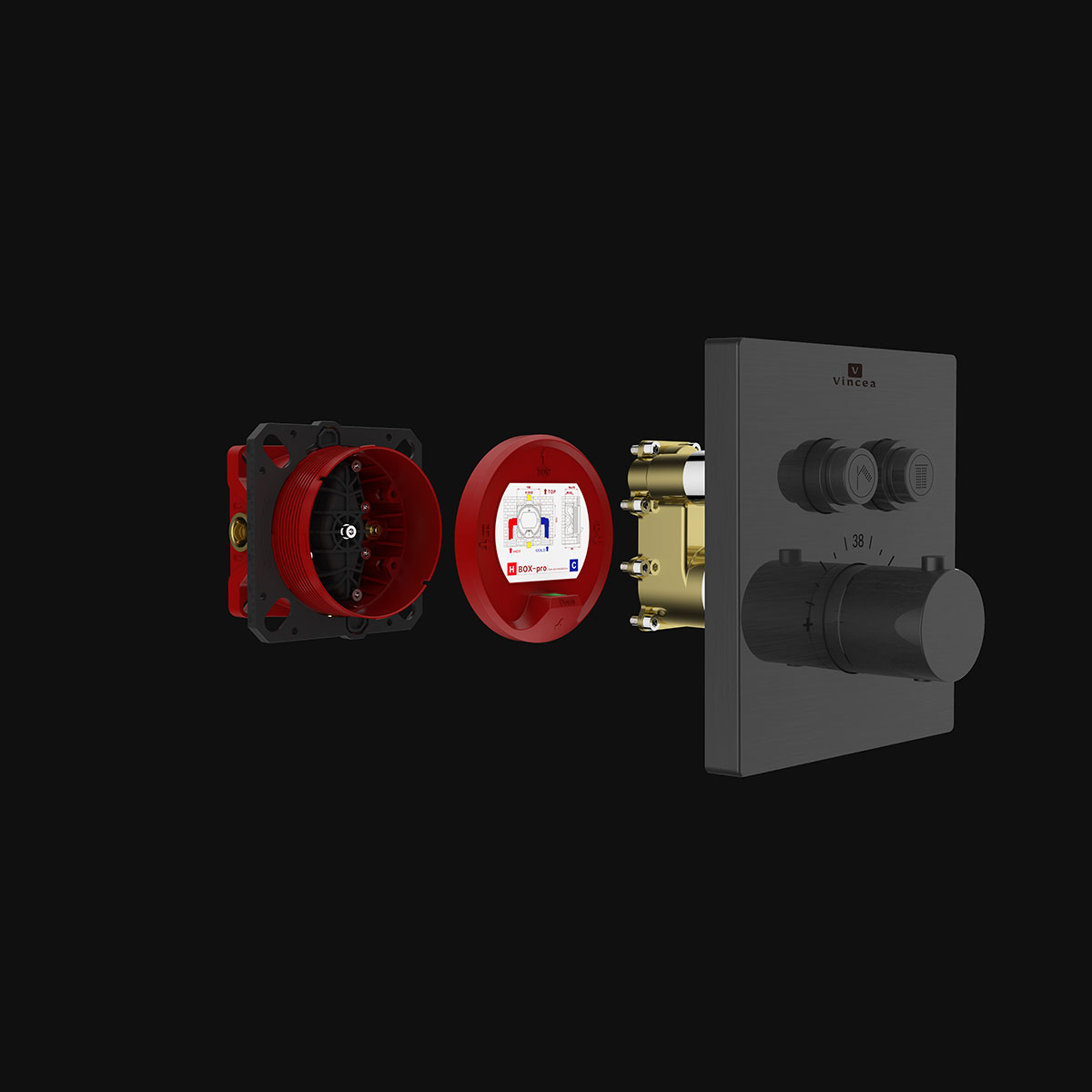 Душевая система Vincea VSFW-3I21T1GM встраиваемая в стену цвет вороненая сталь