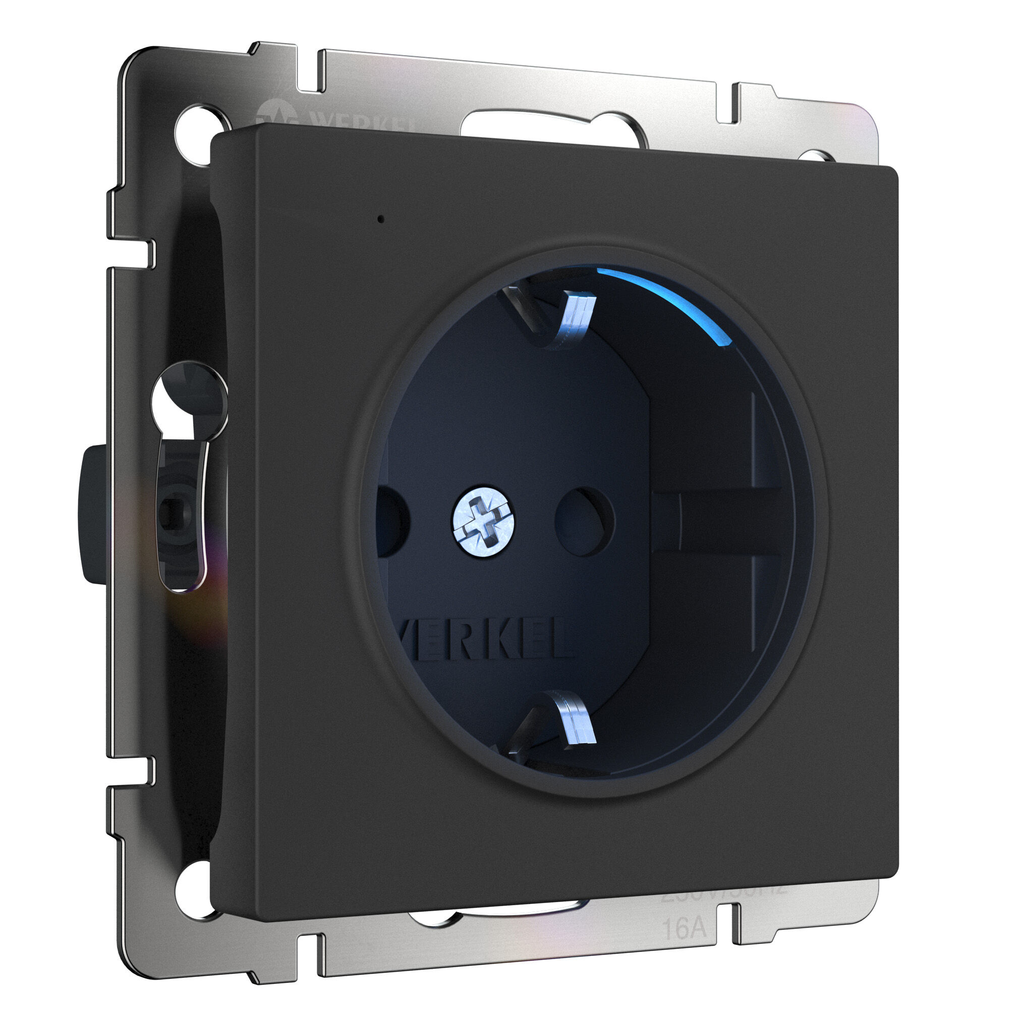 Розетка со встроенной подсветкой (черный матовый) Werkel