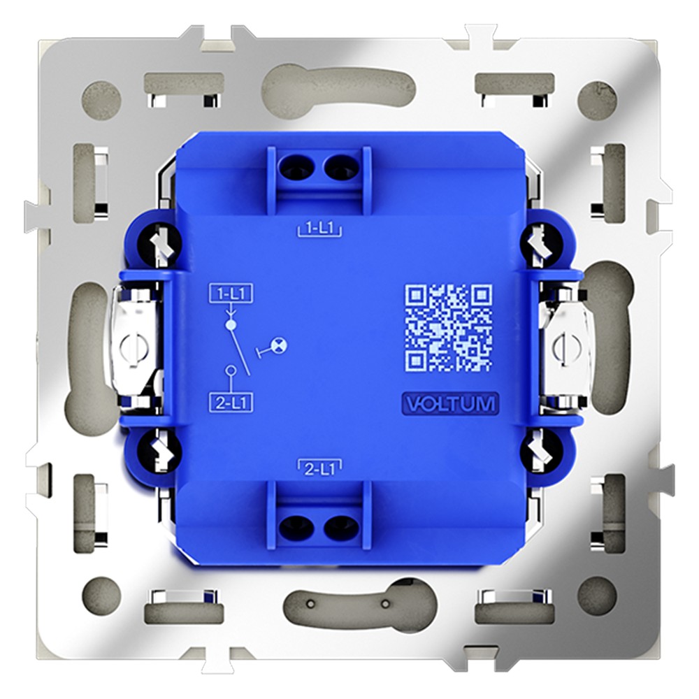 Выключатель встраиваемый VOLTUM S70 одноклавишный с подсветкой 10А, (сталь)
