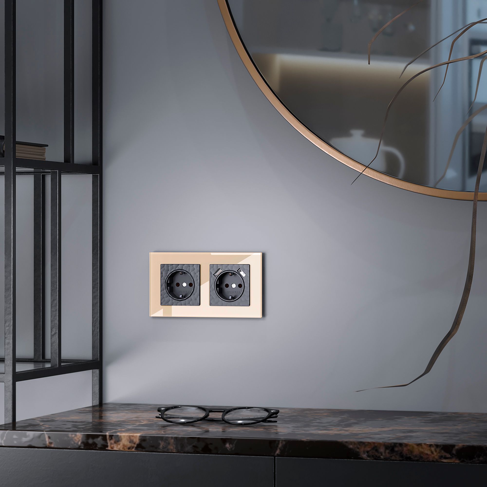 Рамка на 2 поста (шампань, стекло) Werkel