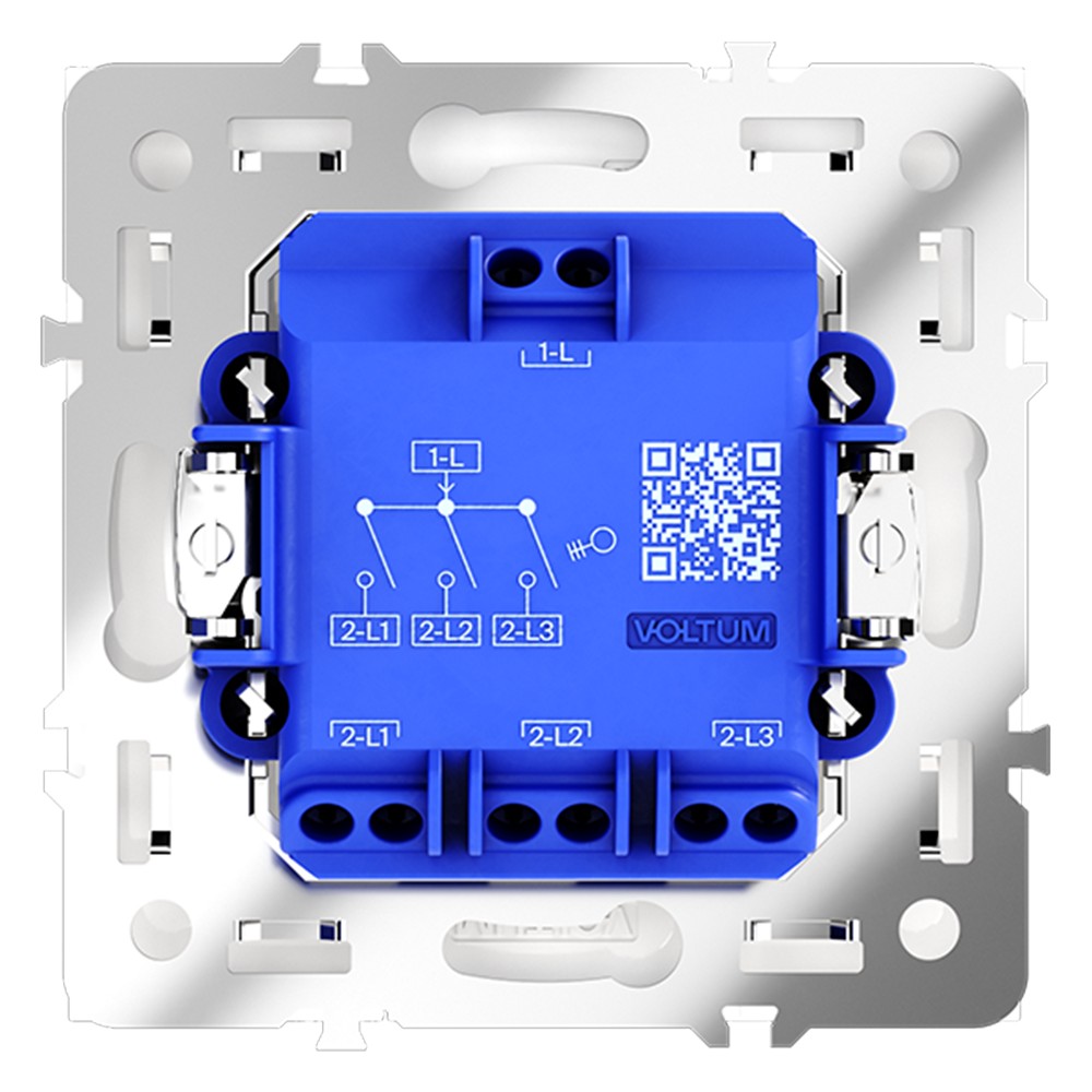 Выключатель встраиваемый VOLTUM S70 трехклавишный 10А, (белый глянцевый)