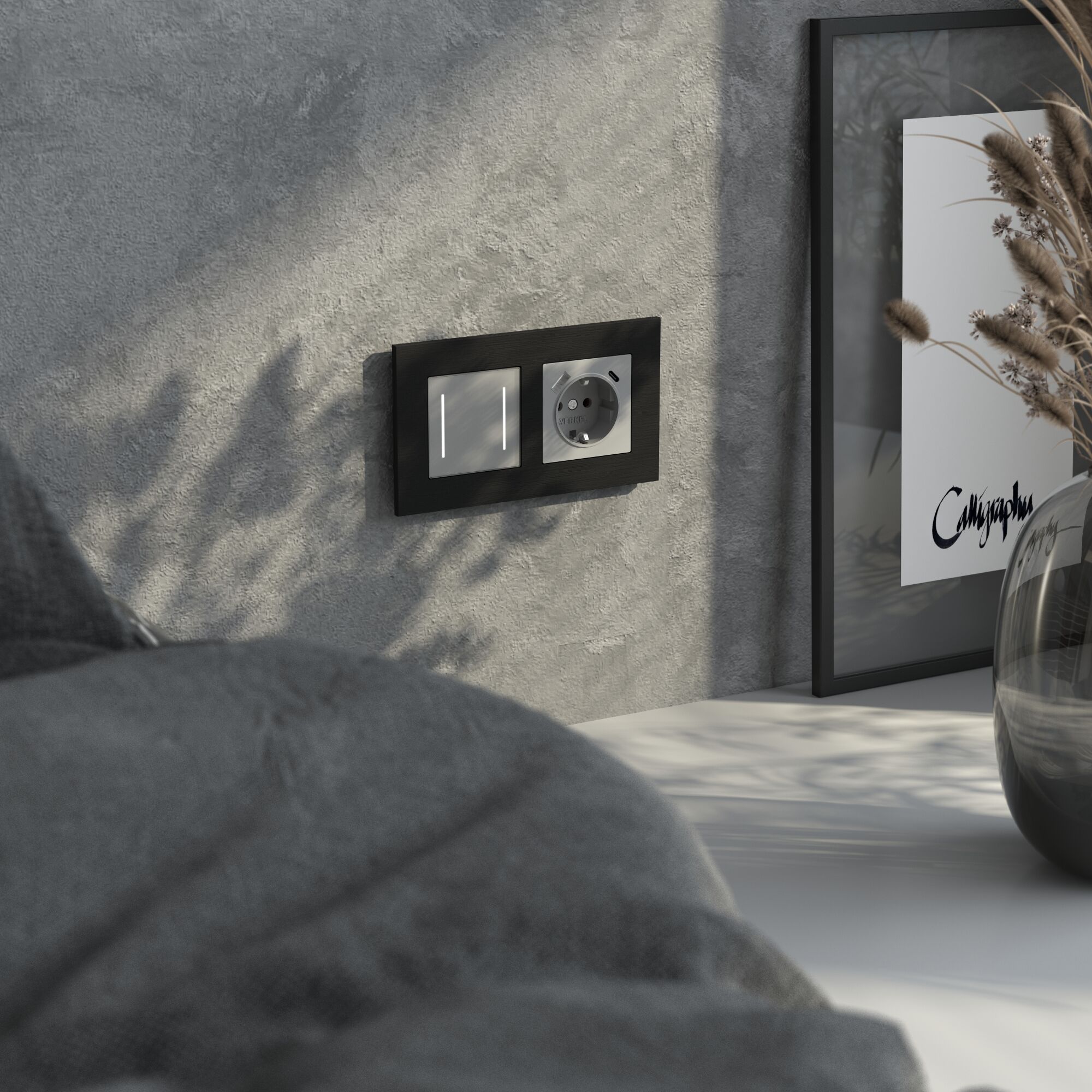 Рамка на 2 поста AluMax (черный алюминий) Werkel