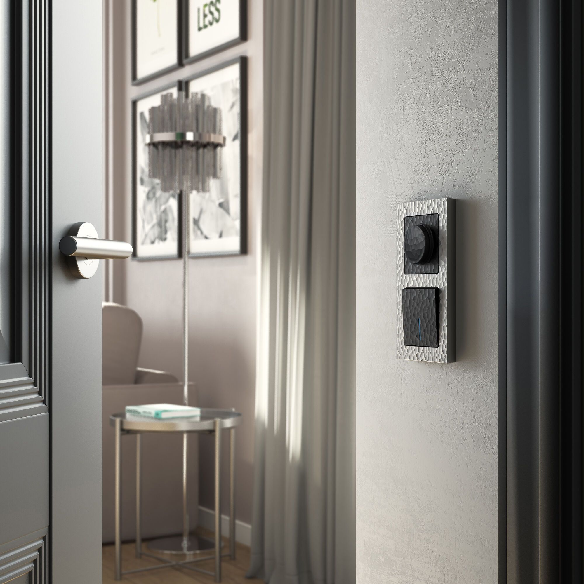 Выключатель одноклавишный с подсветкой (черный) Werkel