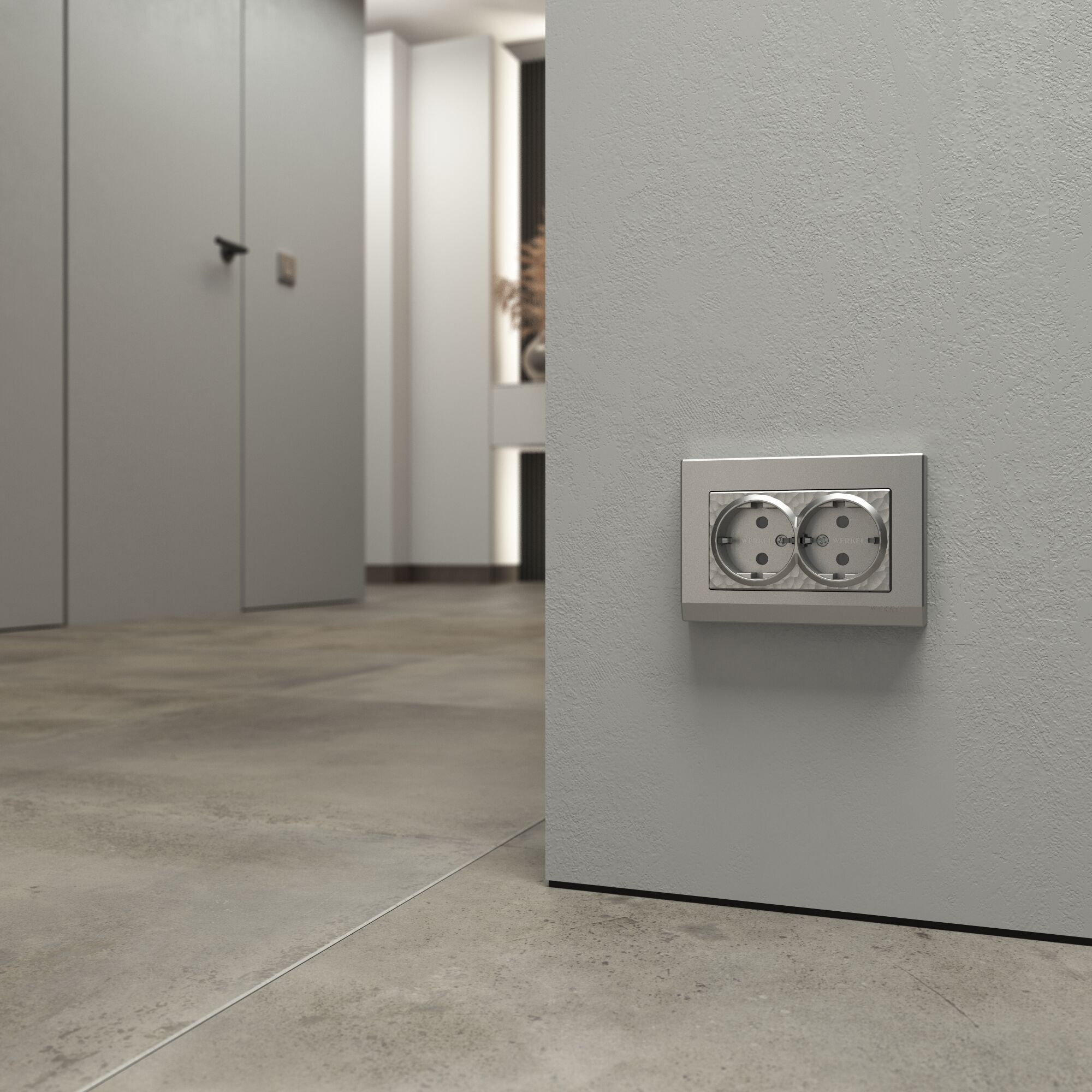 Розетка двойная с заземлением (серебряный) Werkel