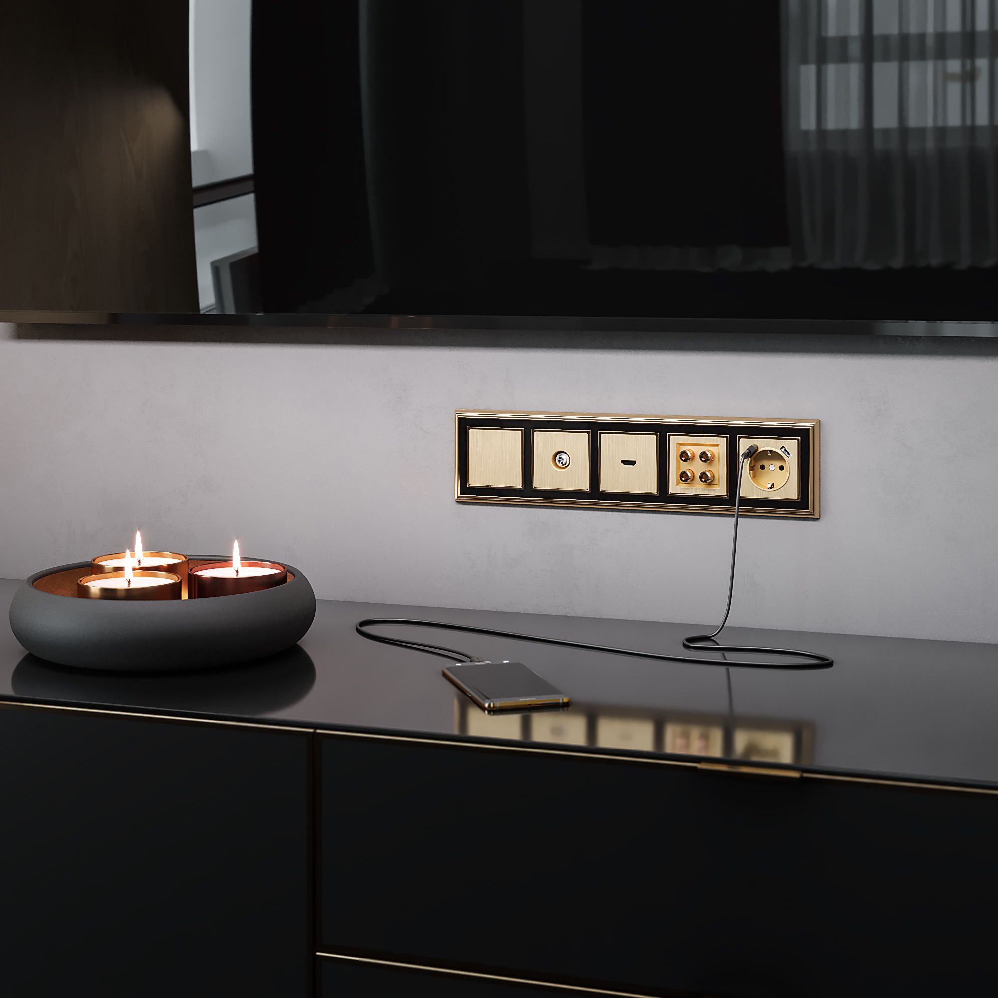 Акустическая розетка (шампань рифленый) Werkel