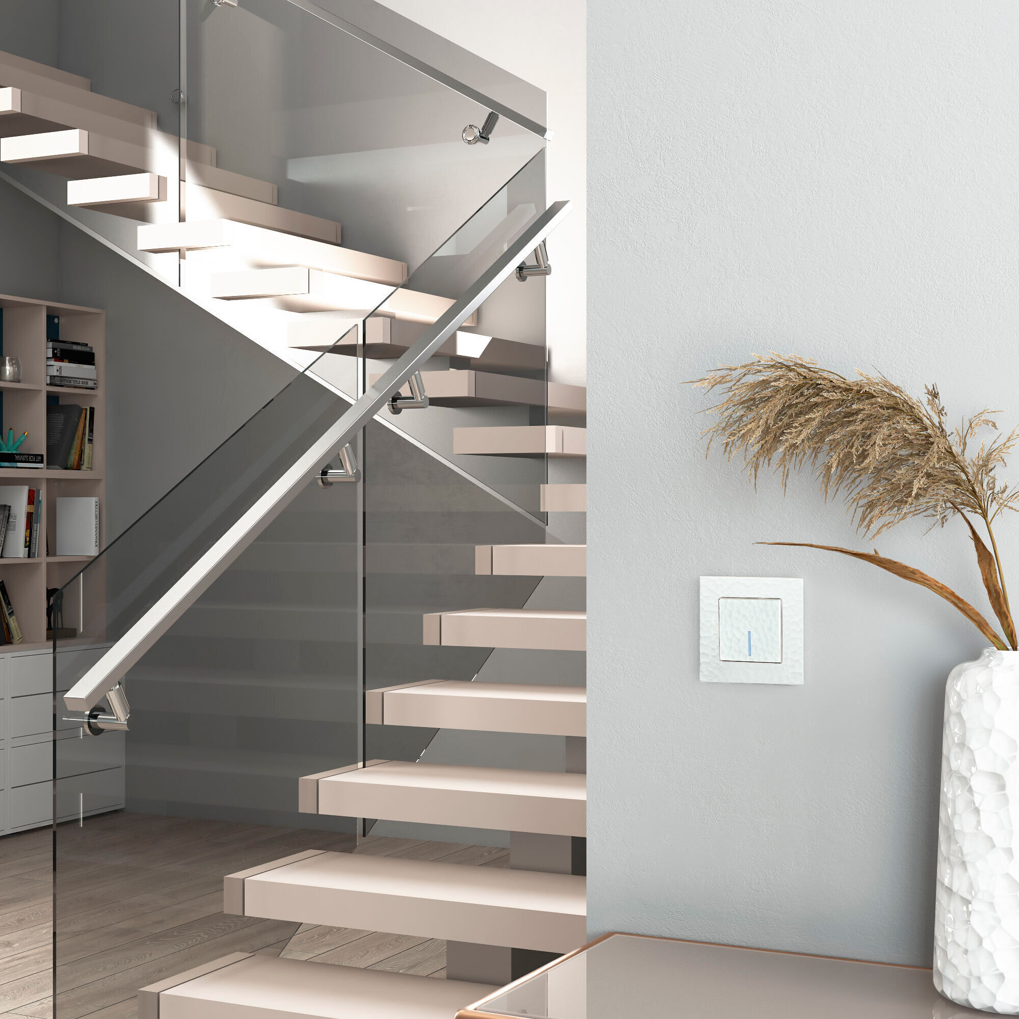 Выключатель одноклавишный проходной с подсветкой (белый) Werkel