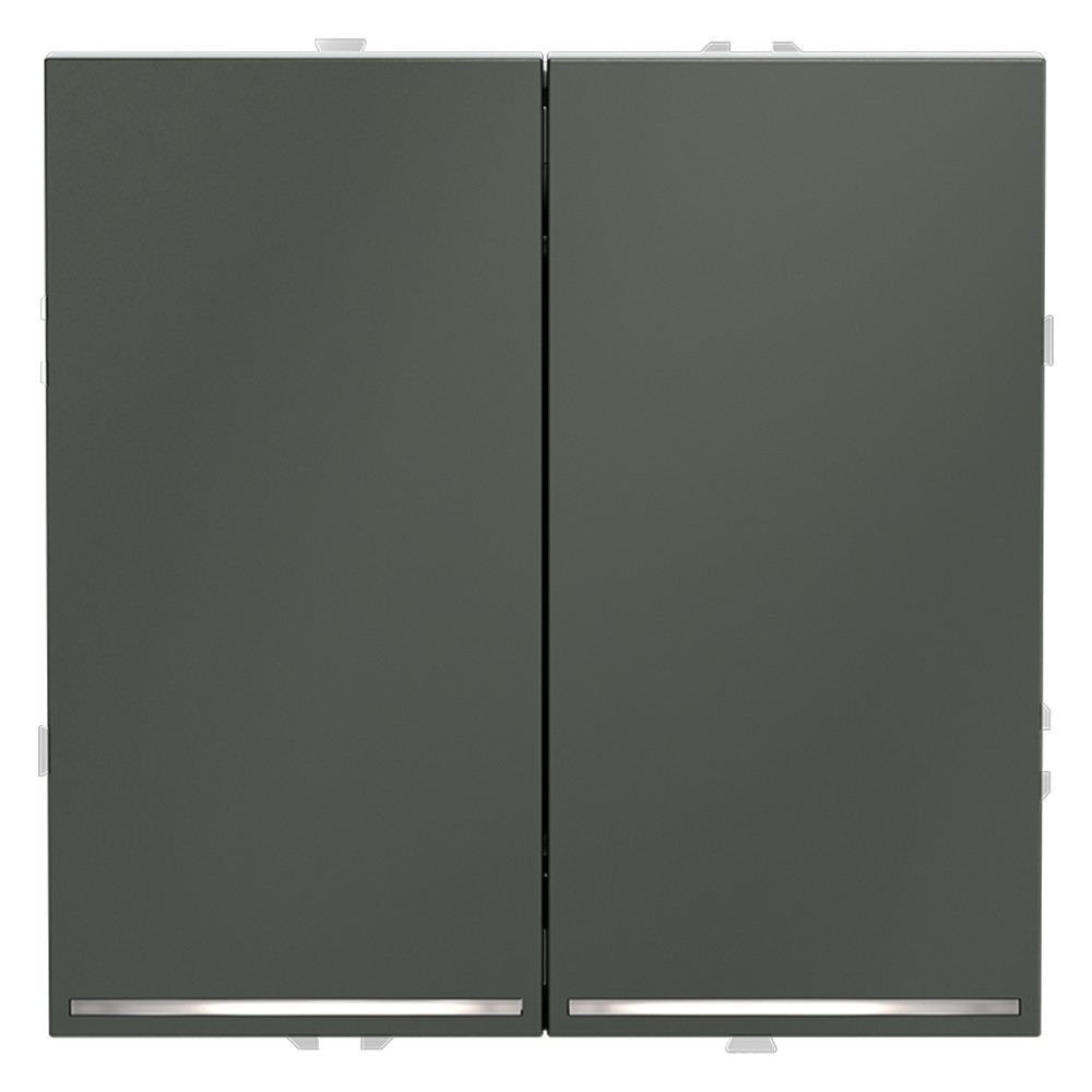 Проходной переключатель встраиваемый VOLTUM S70 двухклавишный с подсветкой 10А, (титан)