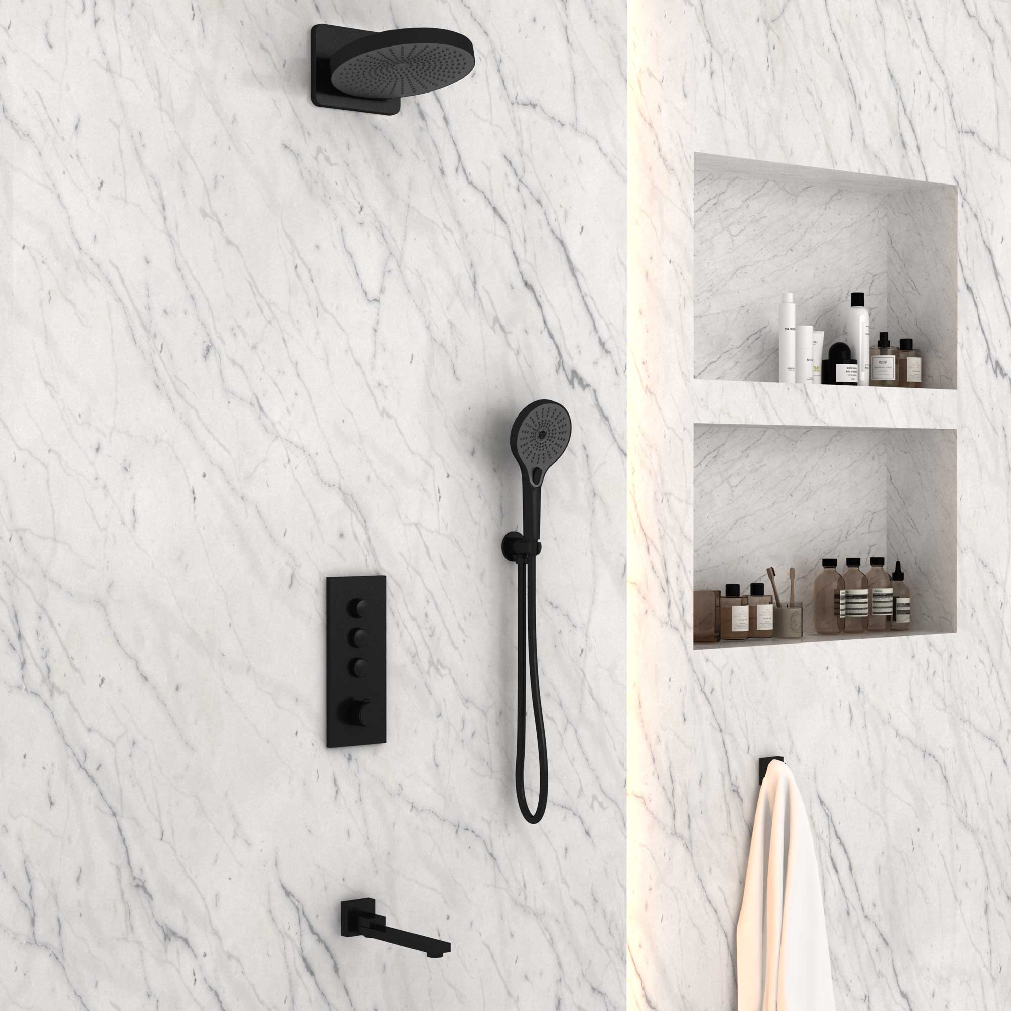 Душевая система Vincea VSFW-433TI1MB встраиваемая в стену цвет черный матовый