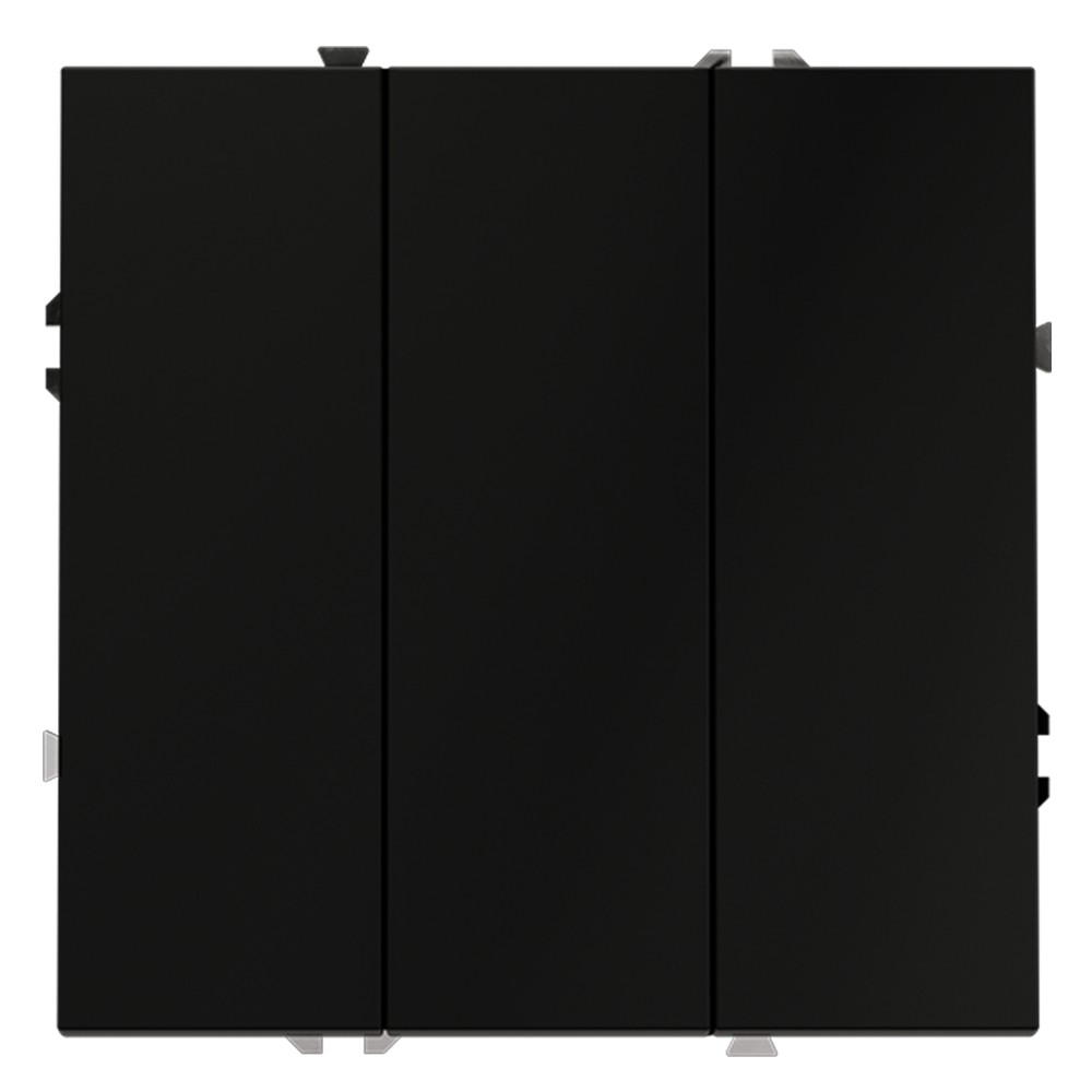 Выключатель встраиваемый VOLTUM S70 трехклавишный 10А, (черный матовый)