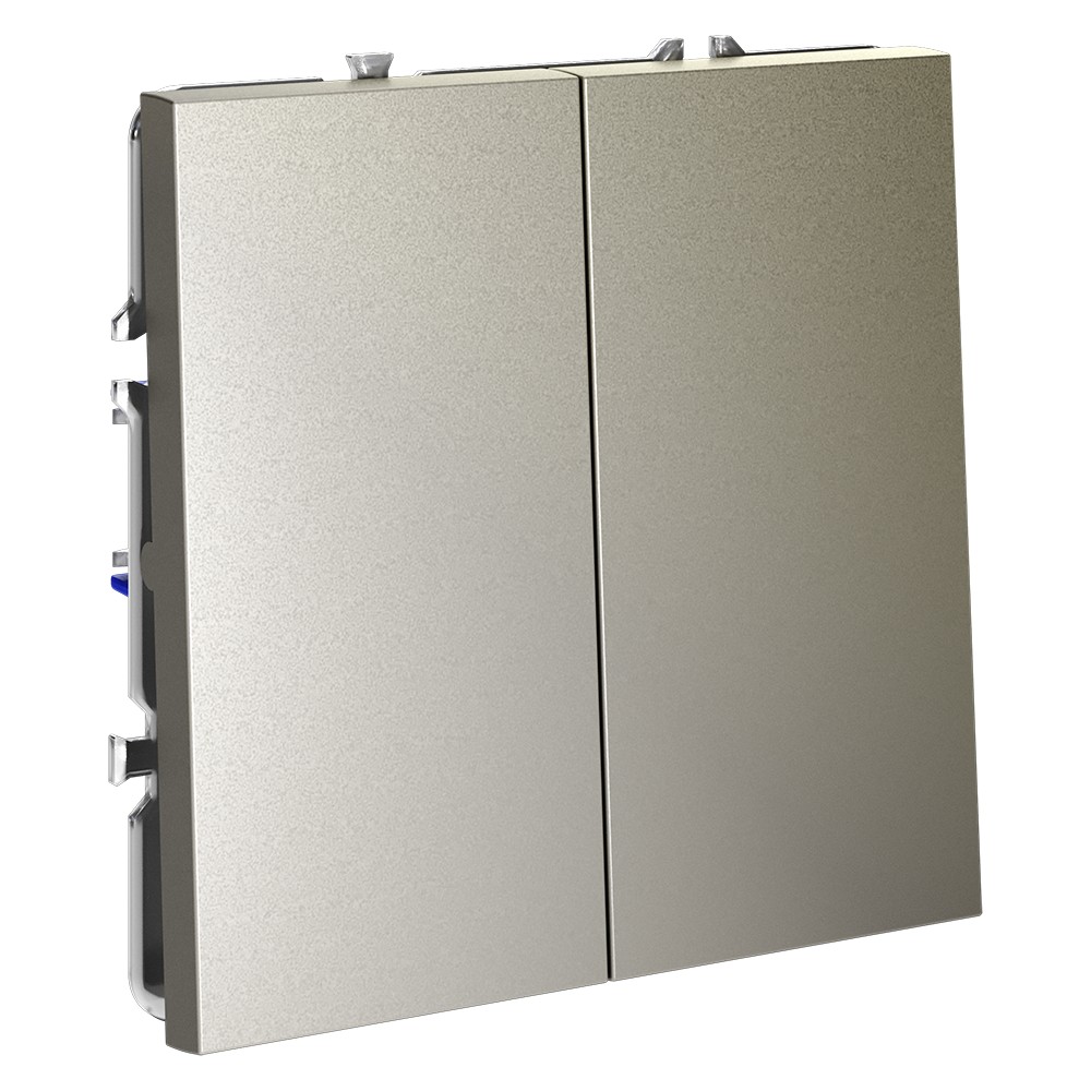 Выключатель с самовозвратом встраиваемый VOLTUM S70 двухклавишный 10А, (шелк)