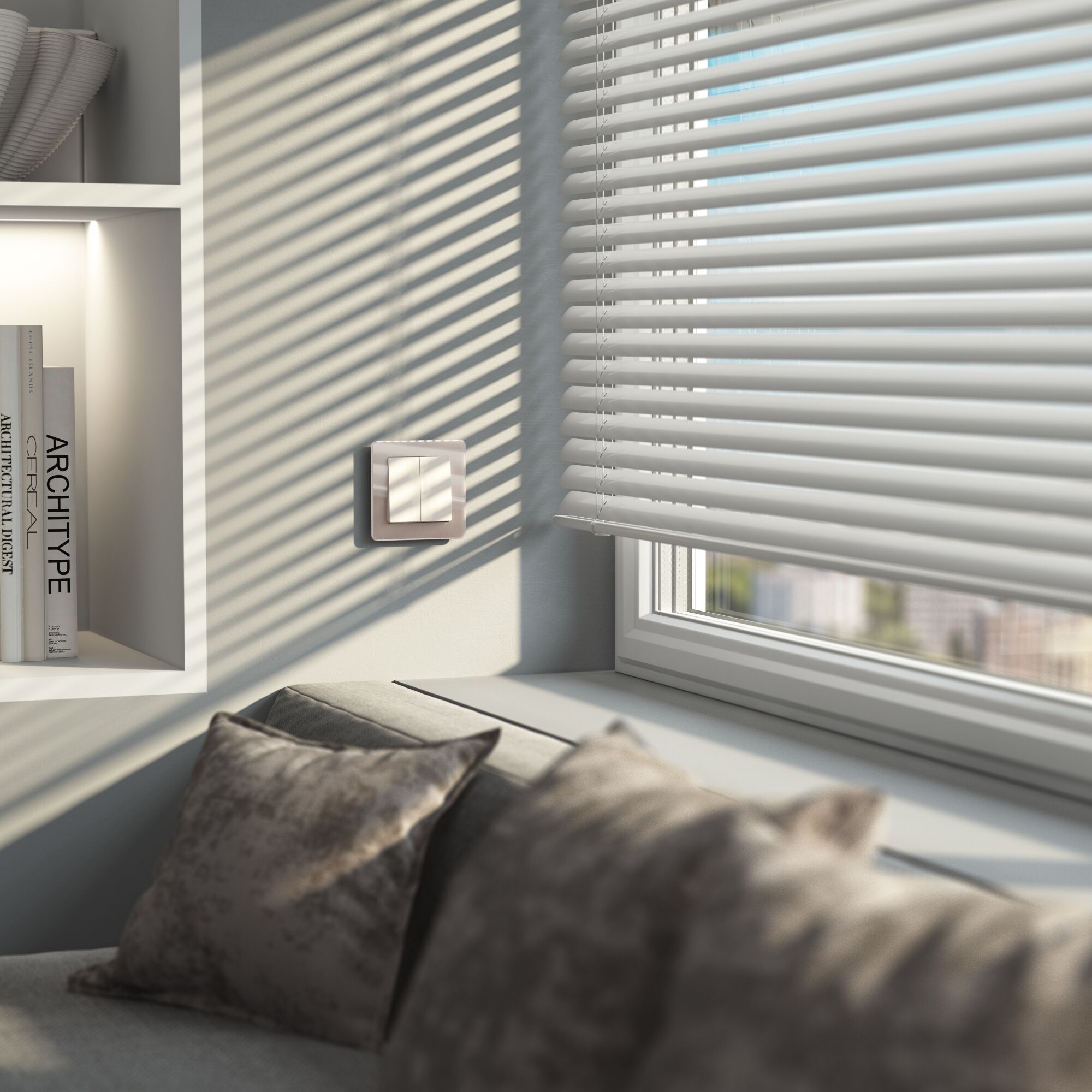 Выключатель двухклавишный с самовозвратом (белый глянцевый) Werkel