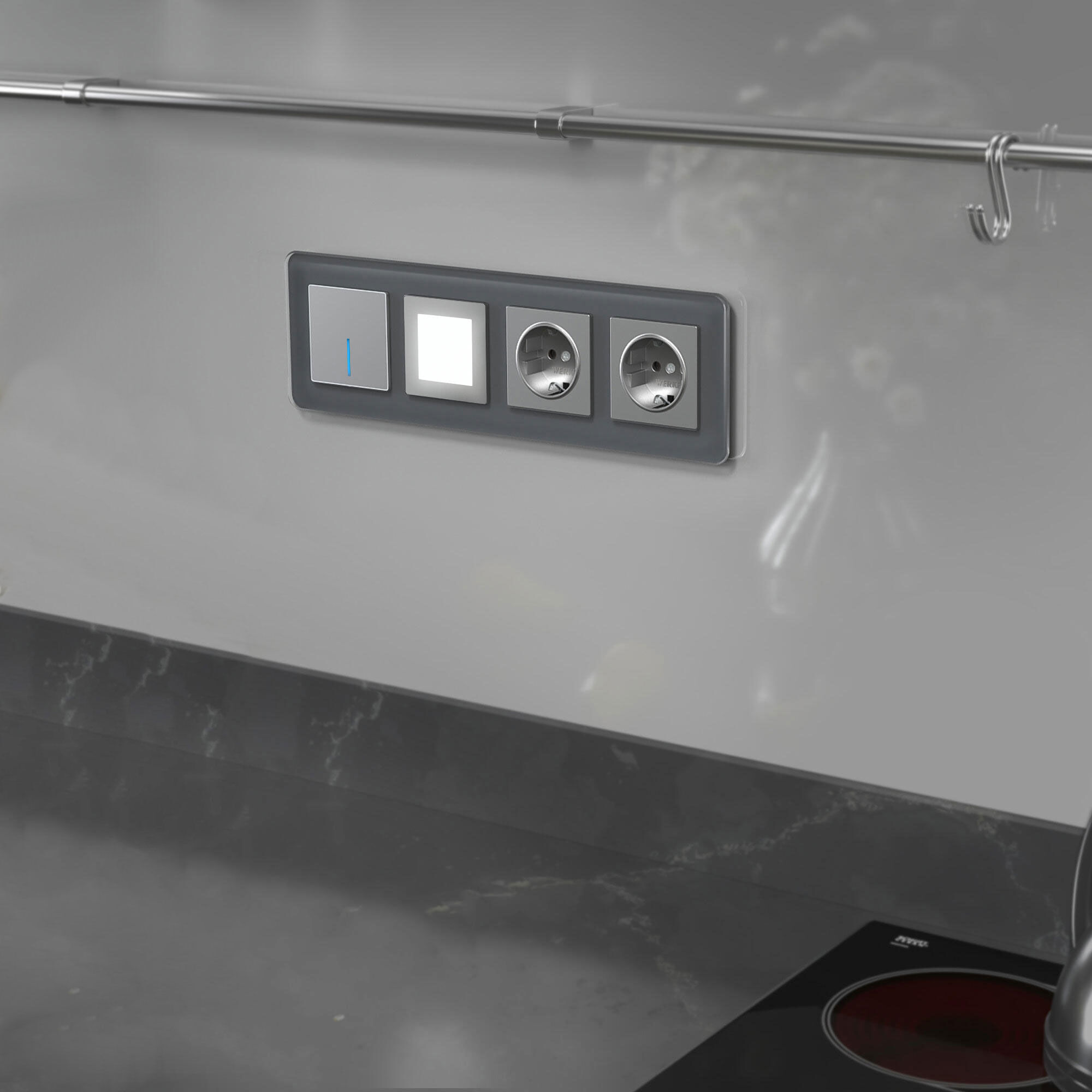 Рамка из стекла на 4 поста Elite графит Werkel