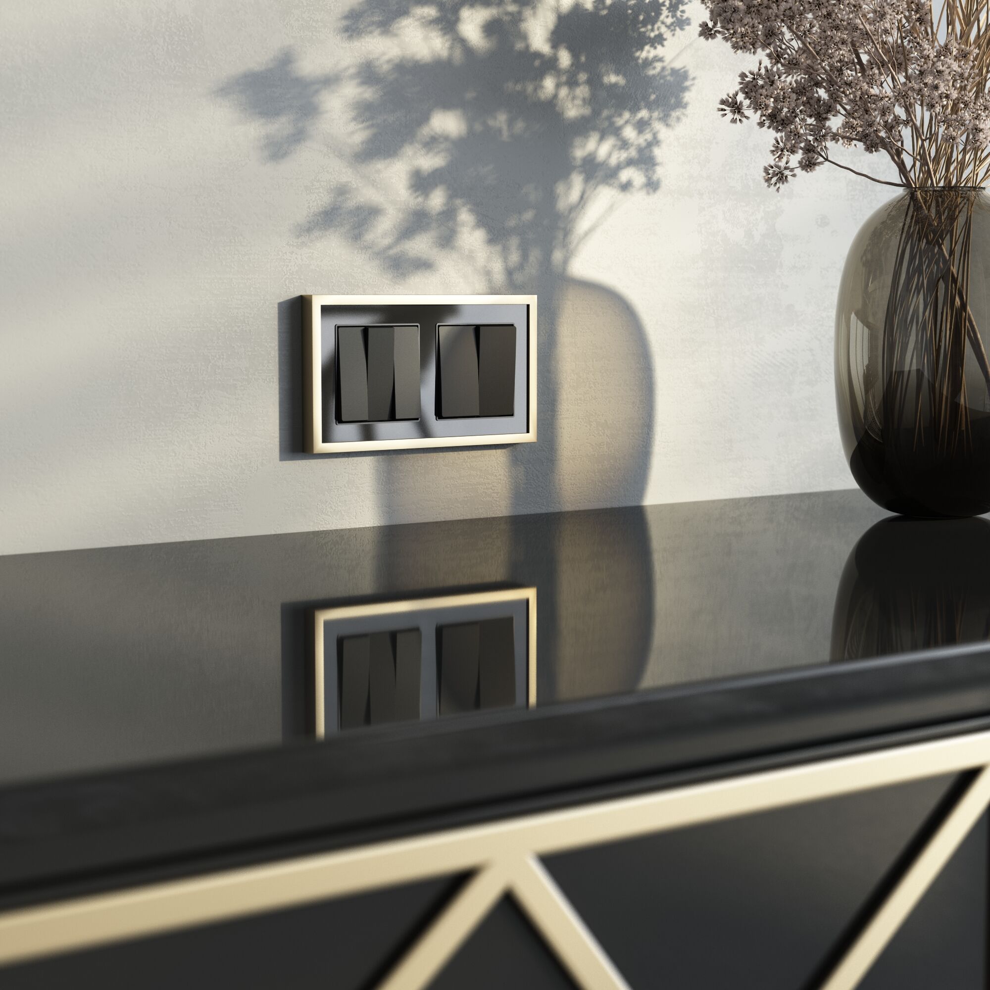 Выключатель трехклавишный (черный матовый) Werkel