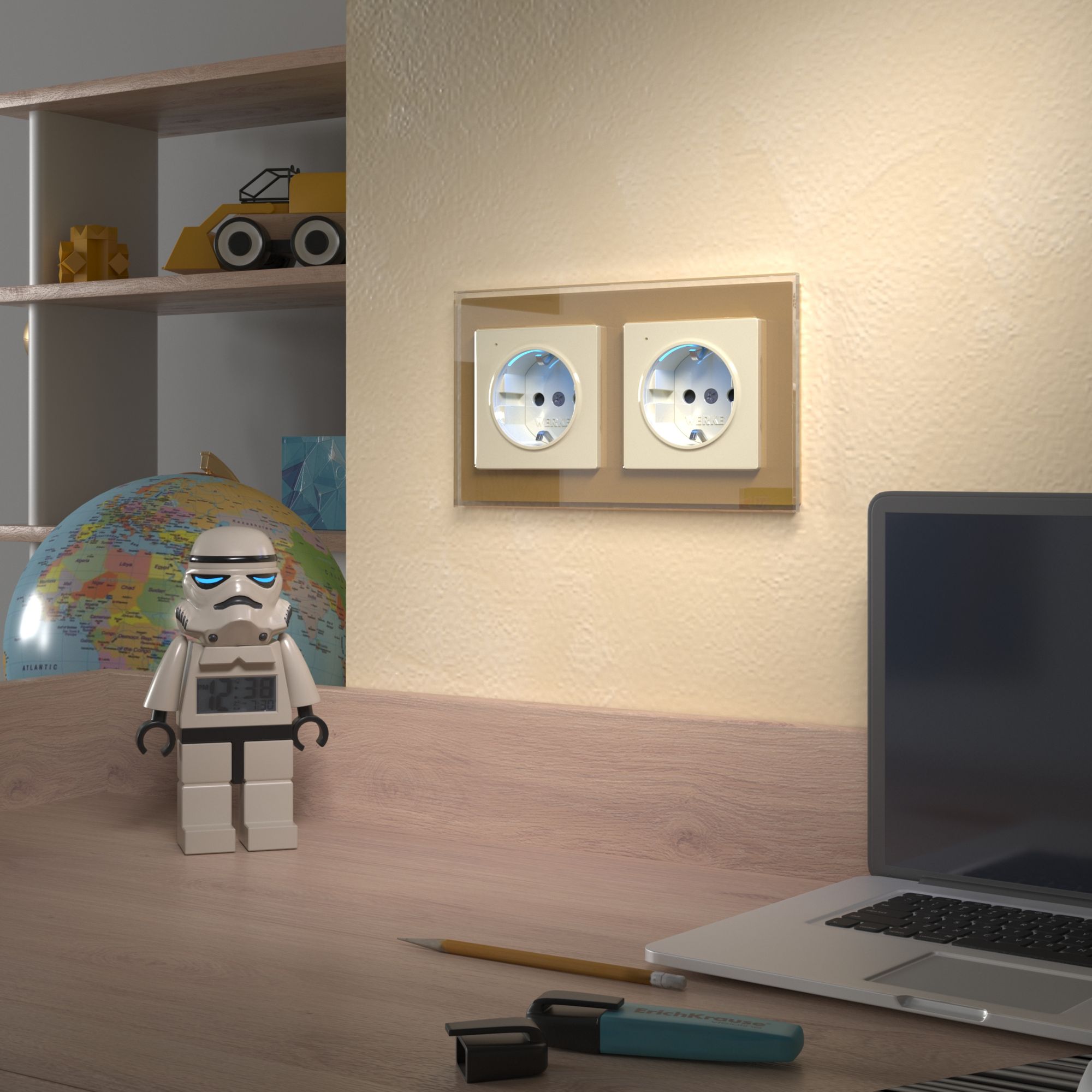 Розетка с подсветкой (слоновая кость) Werkel