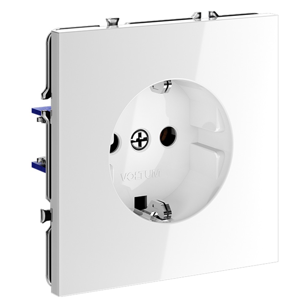 Розетка встраиваемая VOLTUM S70 с заземлением 16А, (белый глянцевый)