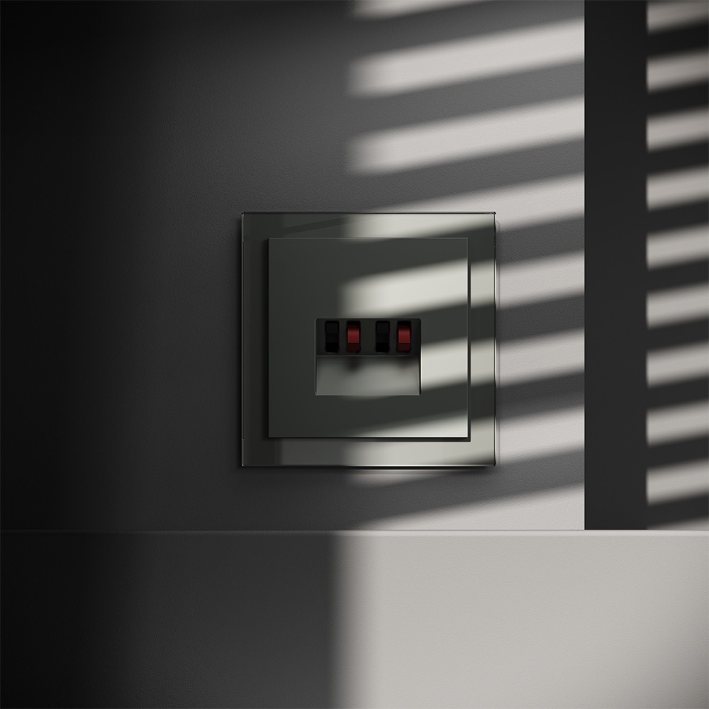 Розетка акустическая встраиваемая VOLTUM S70 4-местная, (титан)