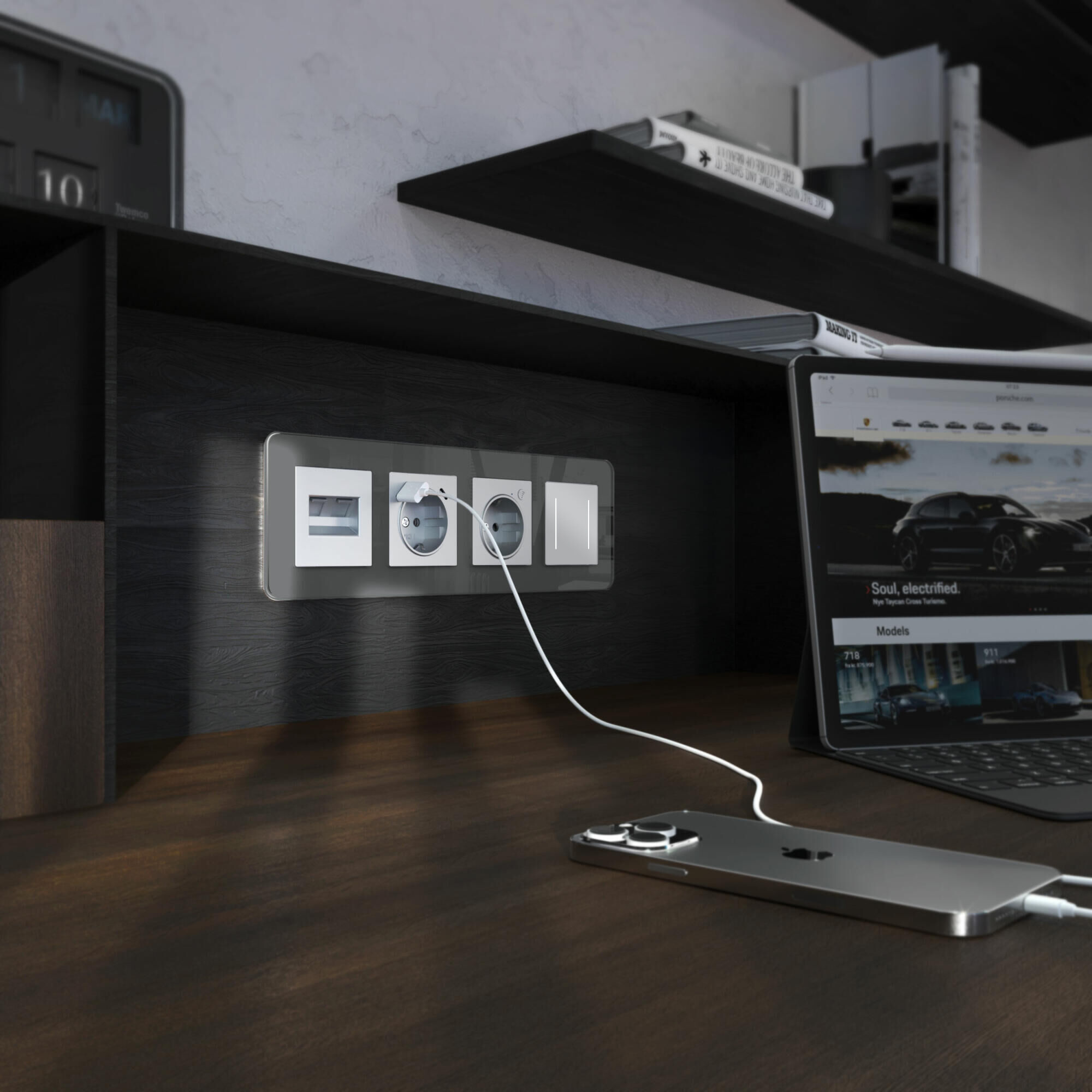 Рамка из стекла на 4 поста Elite графит Werkel