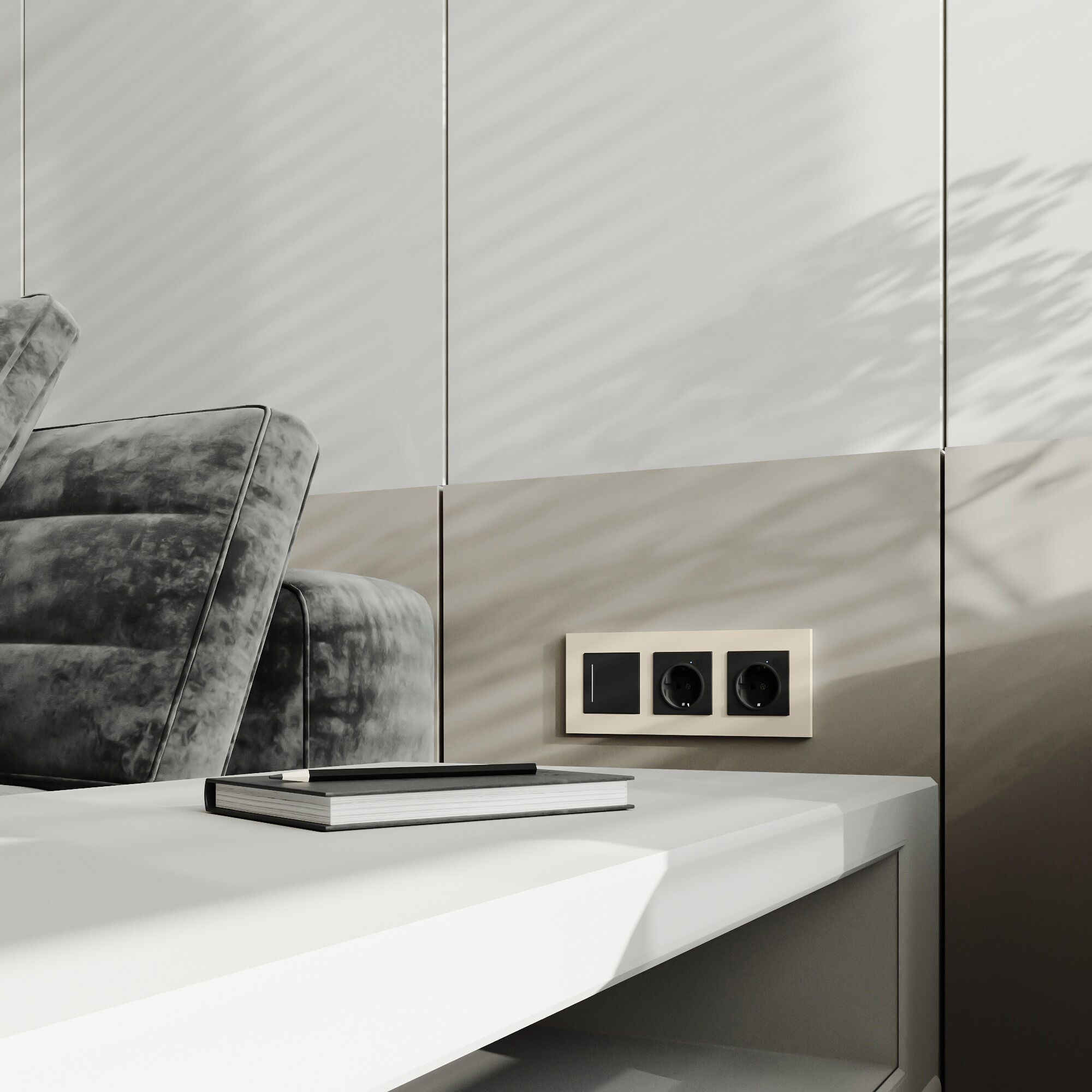 Рамка на 3 поста Slab (айвори софт) Werkel