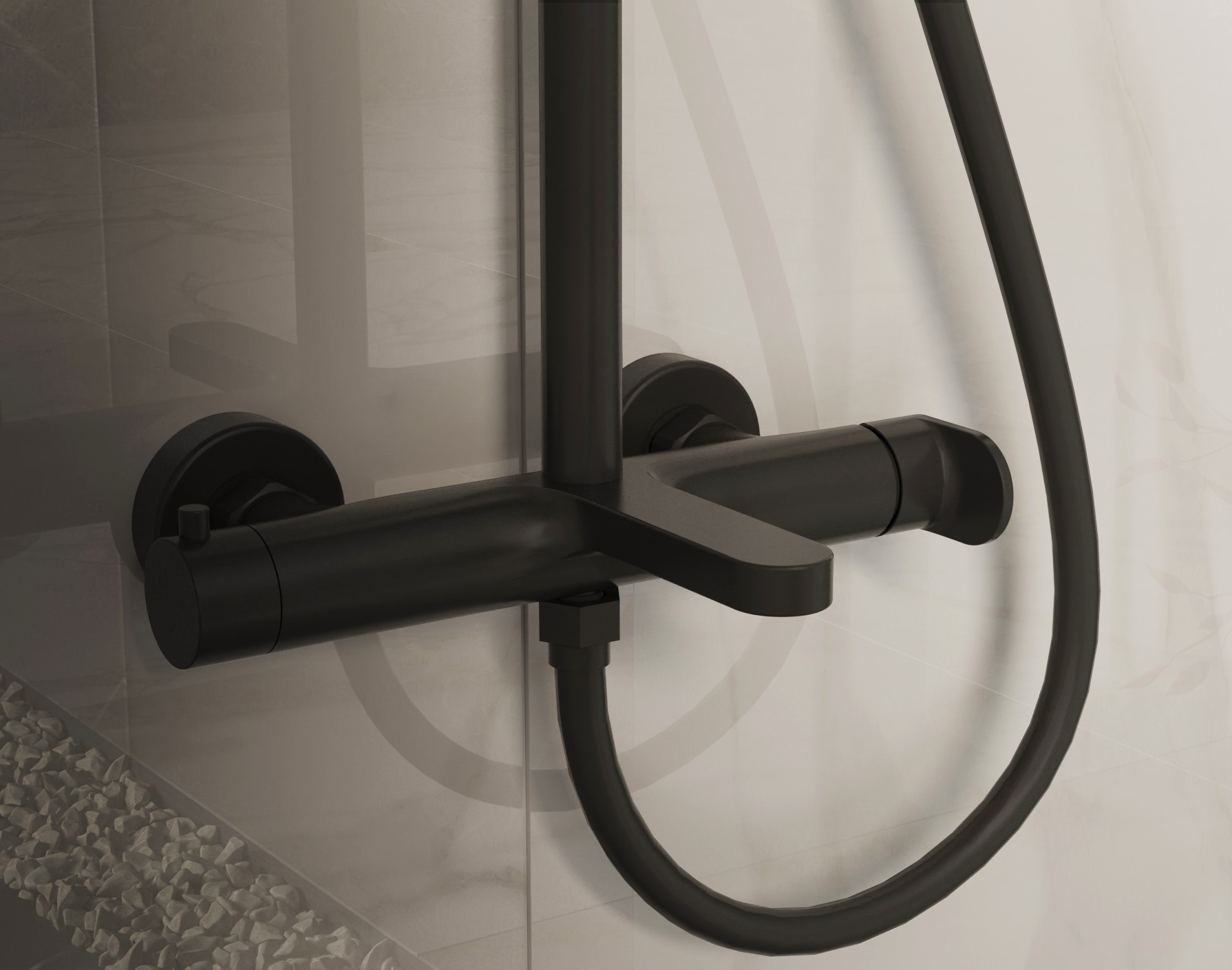 Душевая стойка Vincea Rondo VSFS-1R1MB настенная цвет черный