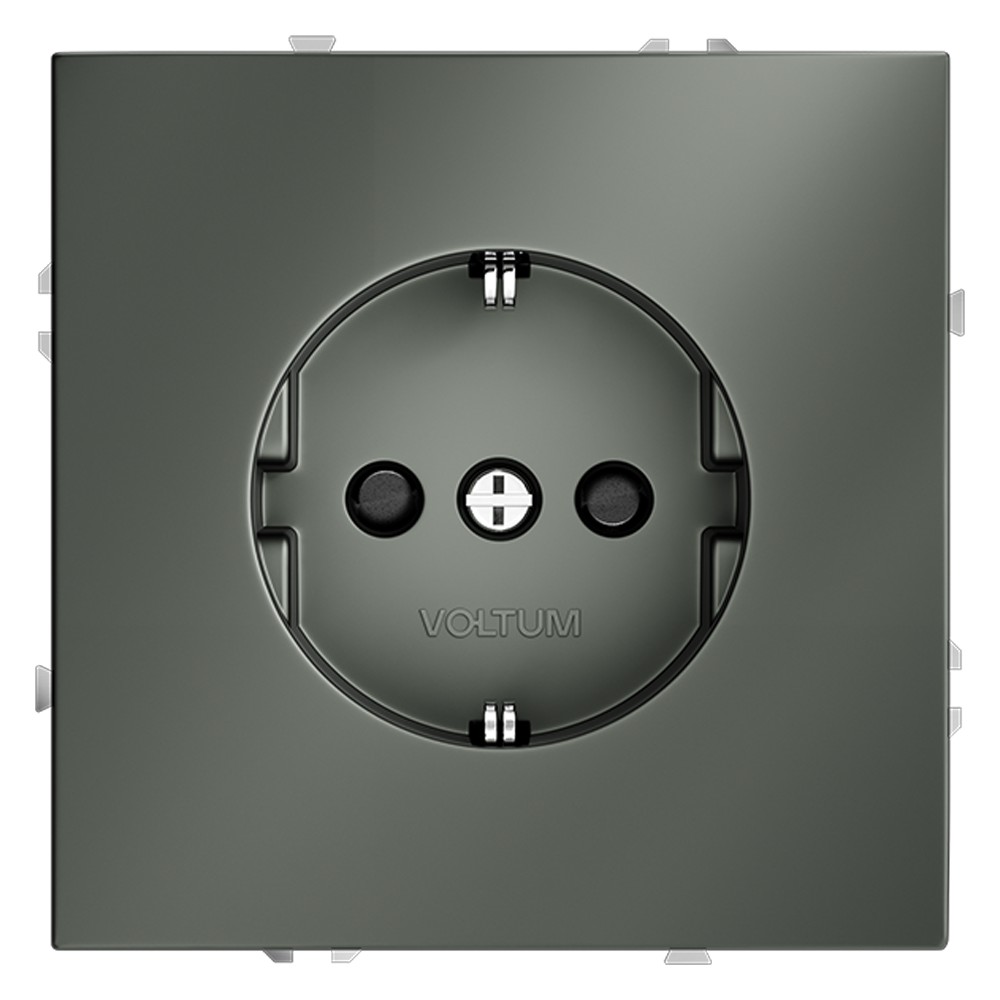 Розетка встраиваемая VOLTUM S70 с заземлением и защитными шторками, 16А, (титан)