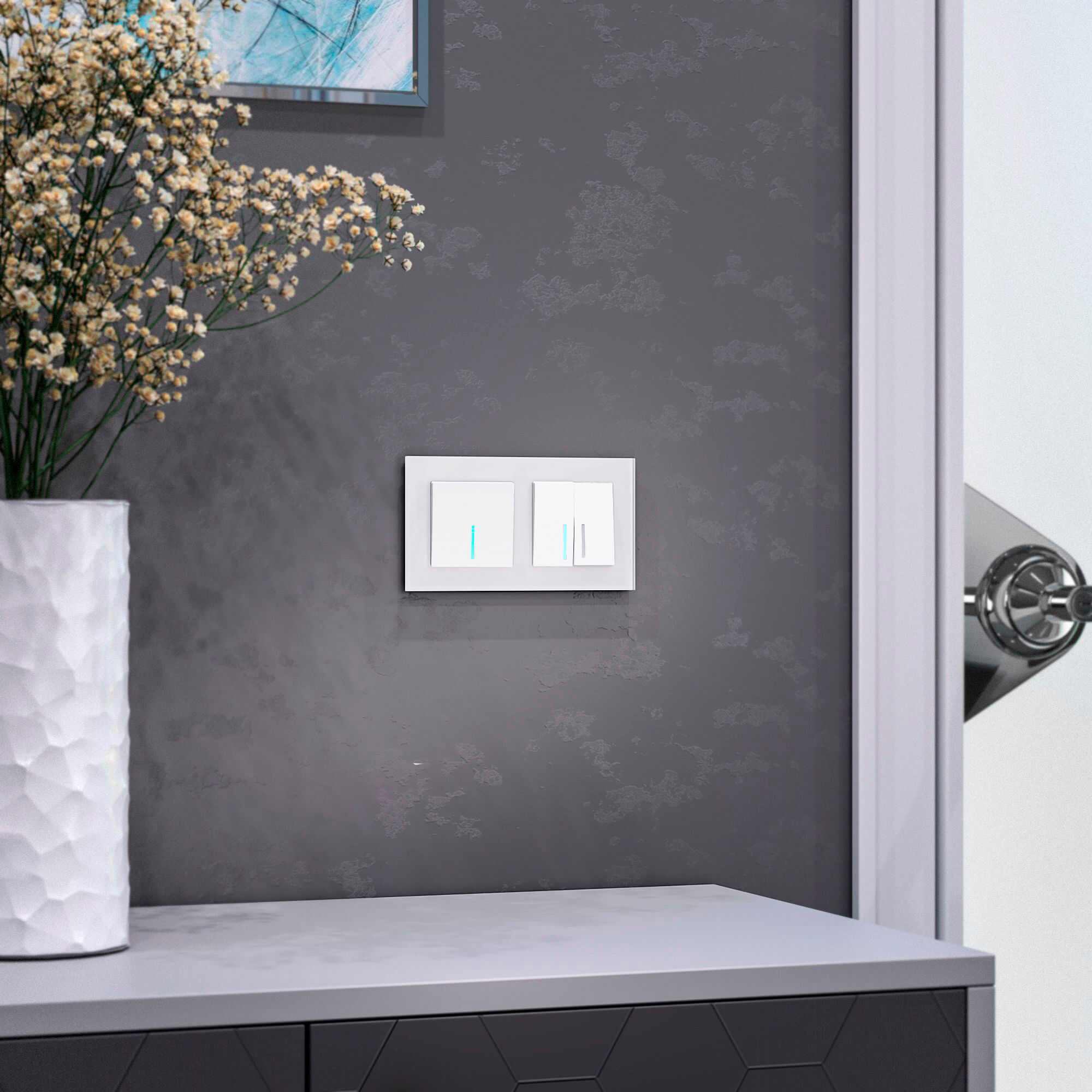 Рамка на 2 поста (белый матовый, стекло) Werkel