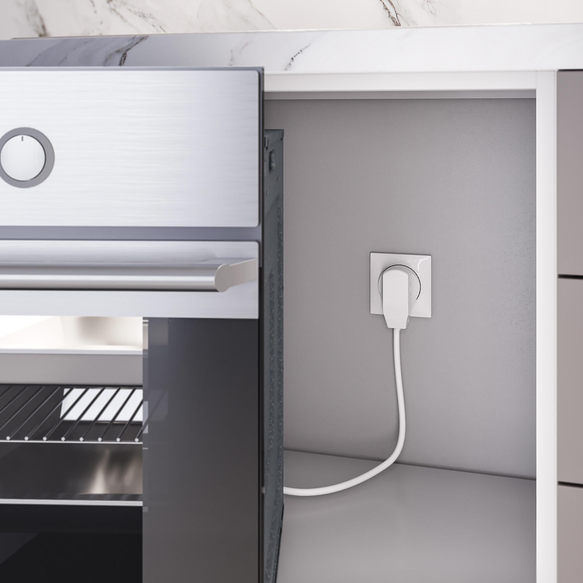 Розетка с вилкой для электроплиты 32А 250В (белый глянцевый) Werkel