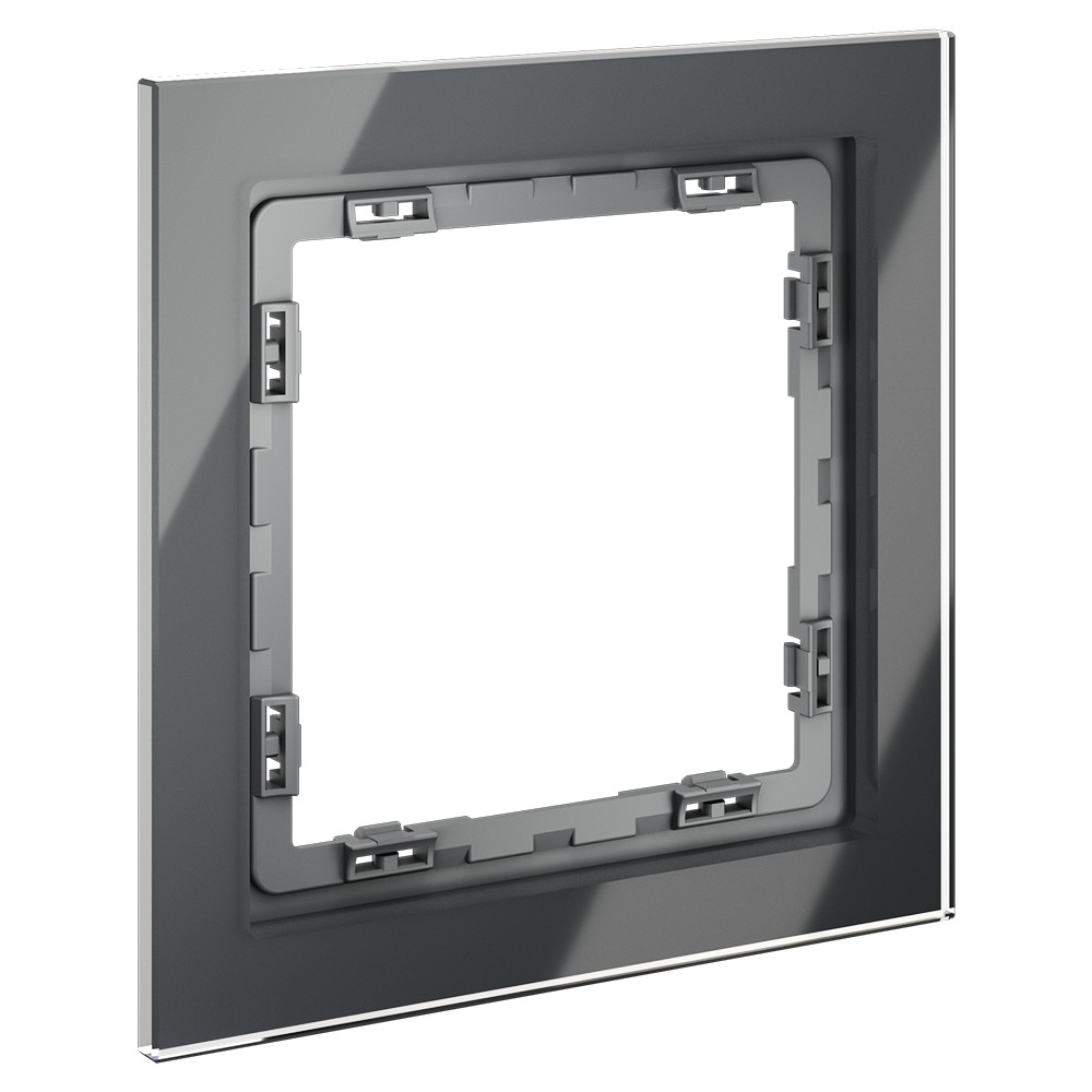 Рамка стеклянная VOLTUM S70 на 1 пост, (графит, стекло)