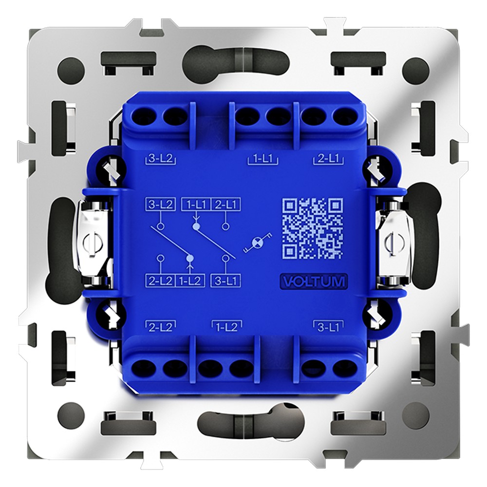 Проходной переключатель встраиваемый VOLTUM S70 двухклавишный с подсветкой 10А, (титан)