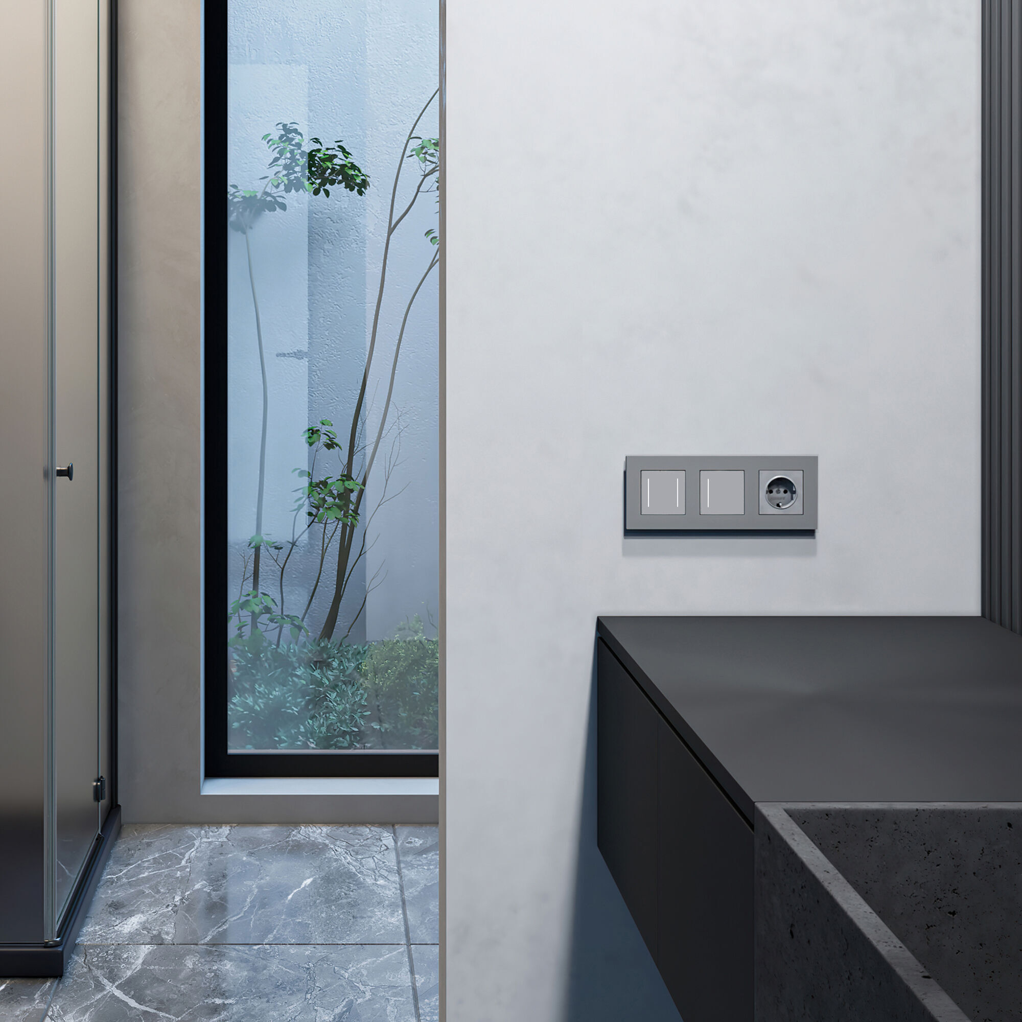 Рамка на 3 поста Slab (серебро софт) Werkel