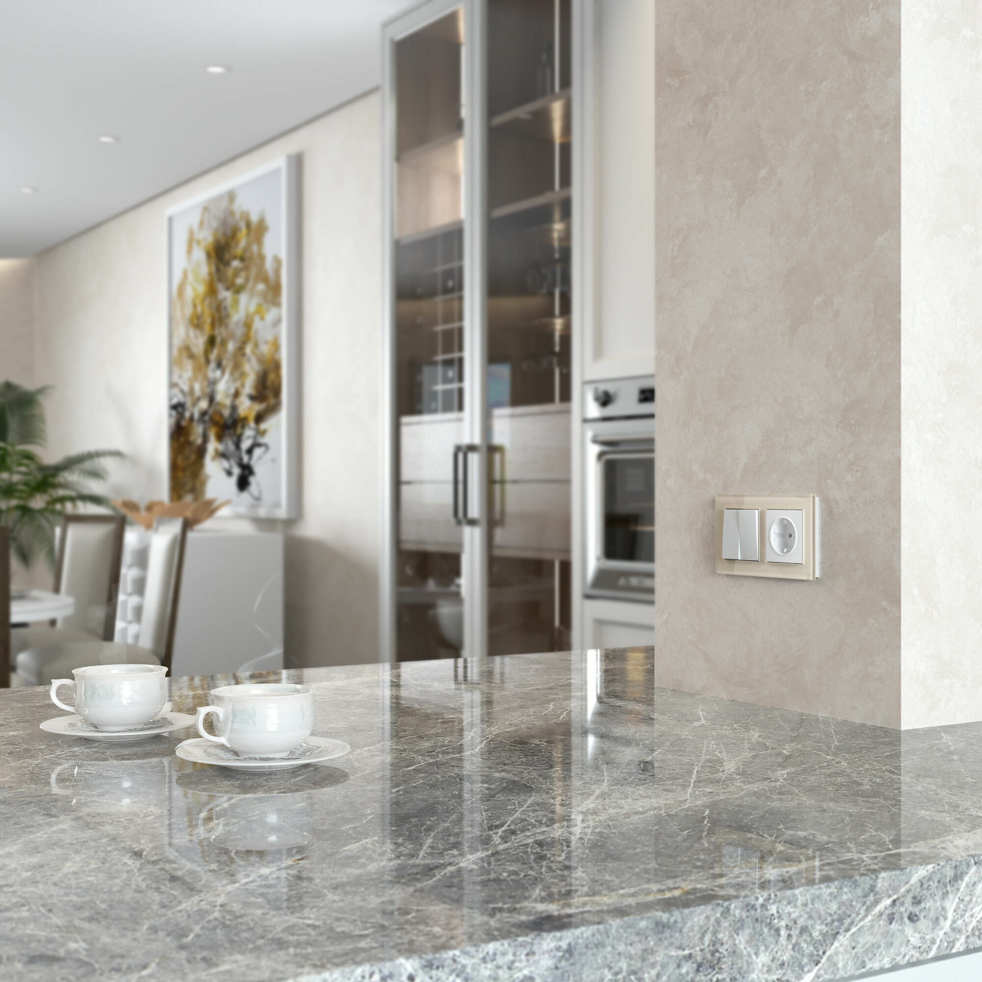 Выключатель двухклавишный проходной (белый матовый) Werkel