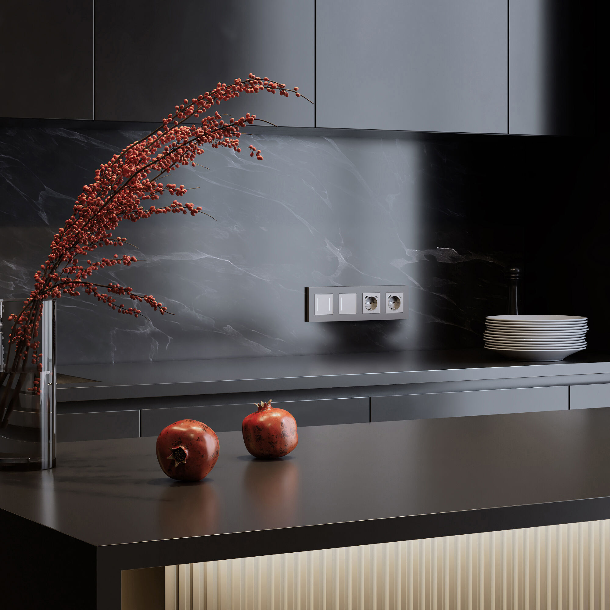 Рамка на 4 поста Slab (серебро софт) Werkel