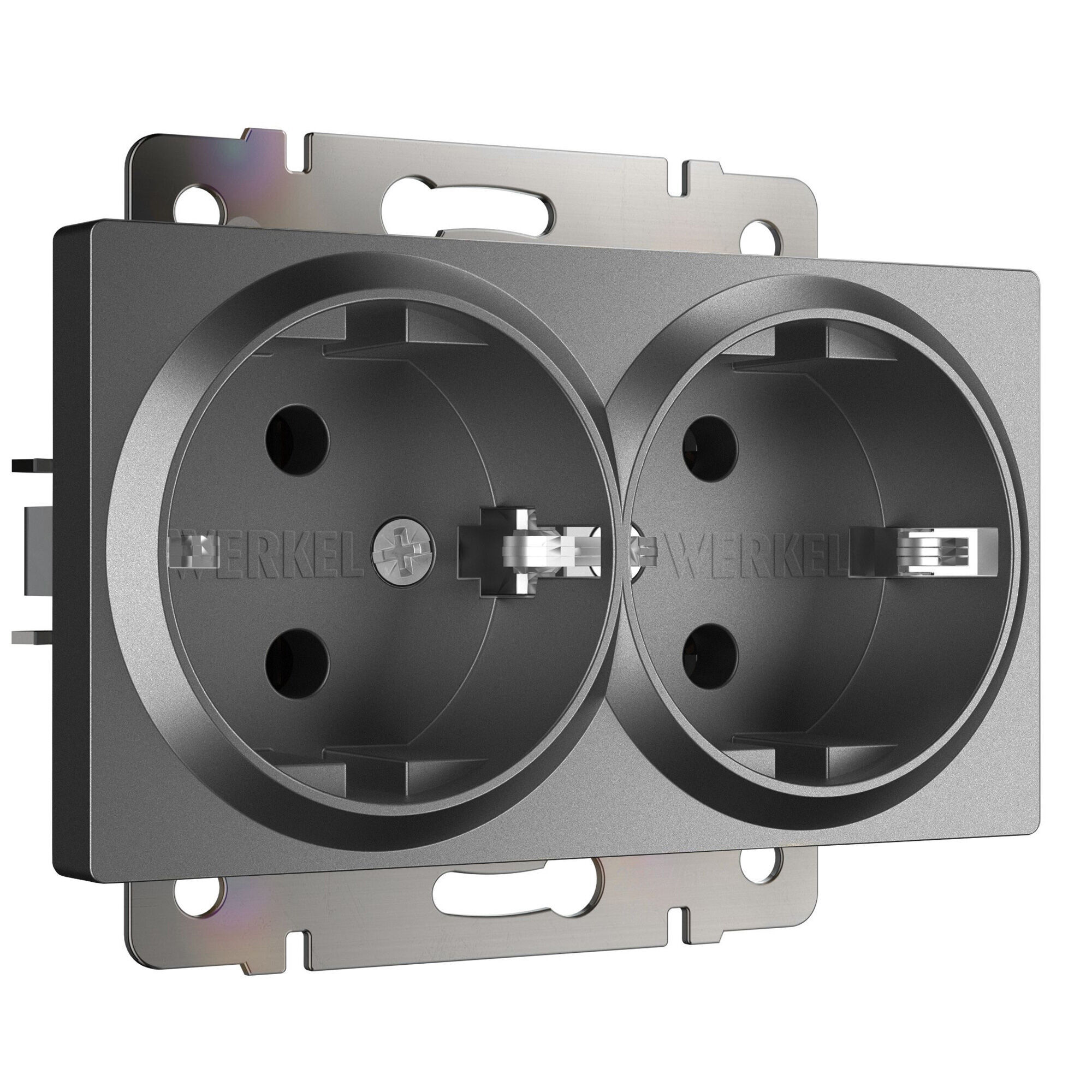 Розетка двойная с заземлением (графит матовый) Werkel