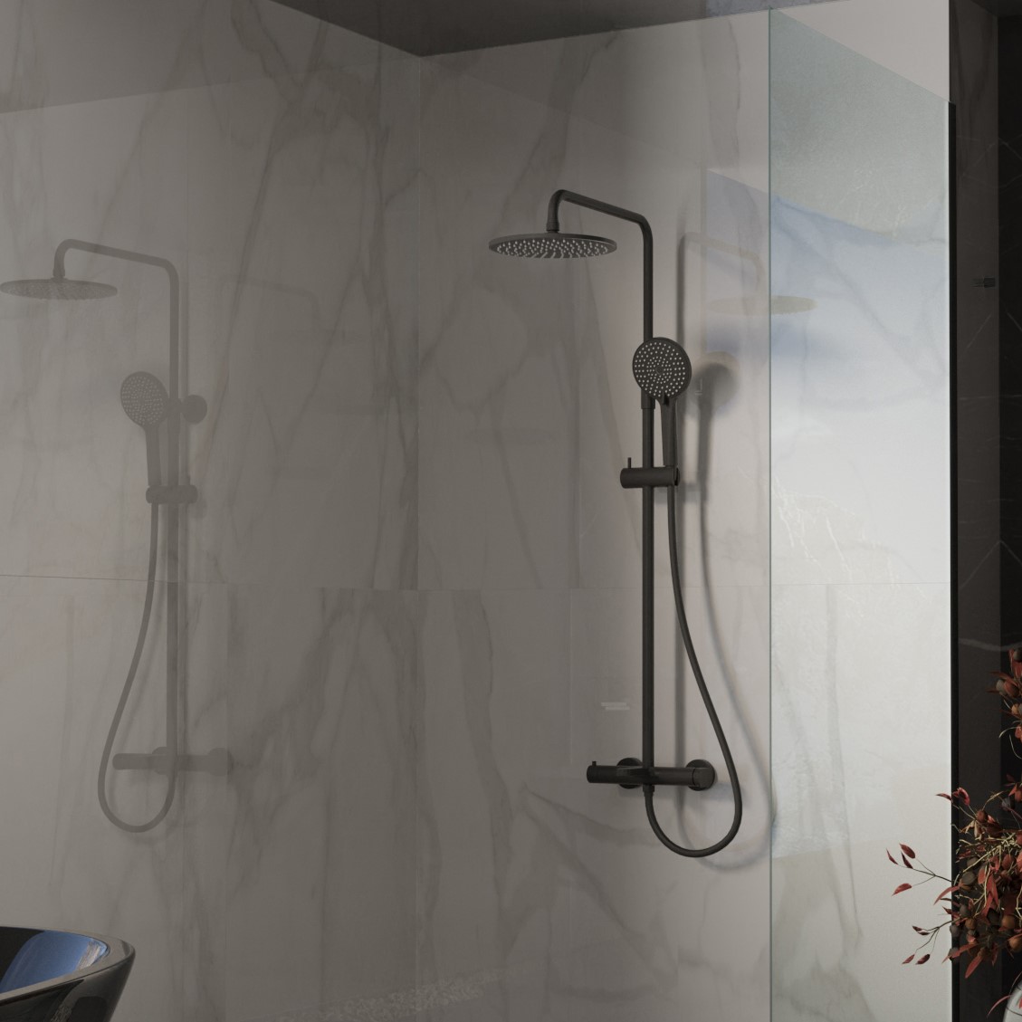 Душевая стойка Vincea Rondo VSFS-1R1MB настенная цвет черный