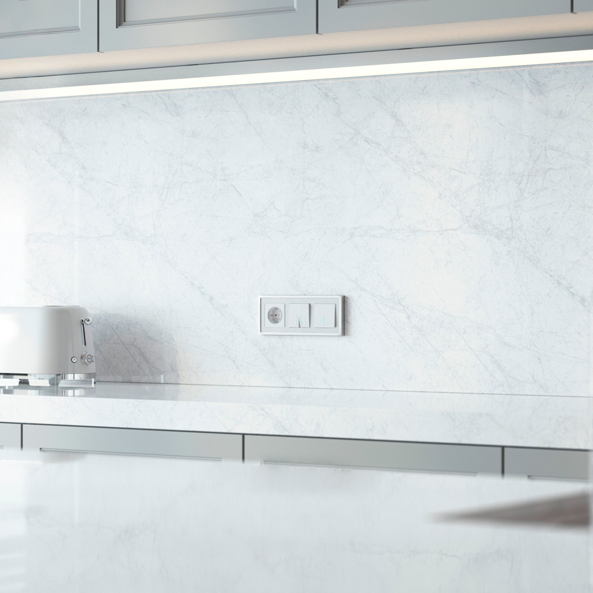 Выключатель одноклавишный проходной с подсветкой (белый глянцевый) Werkel