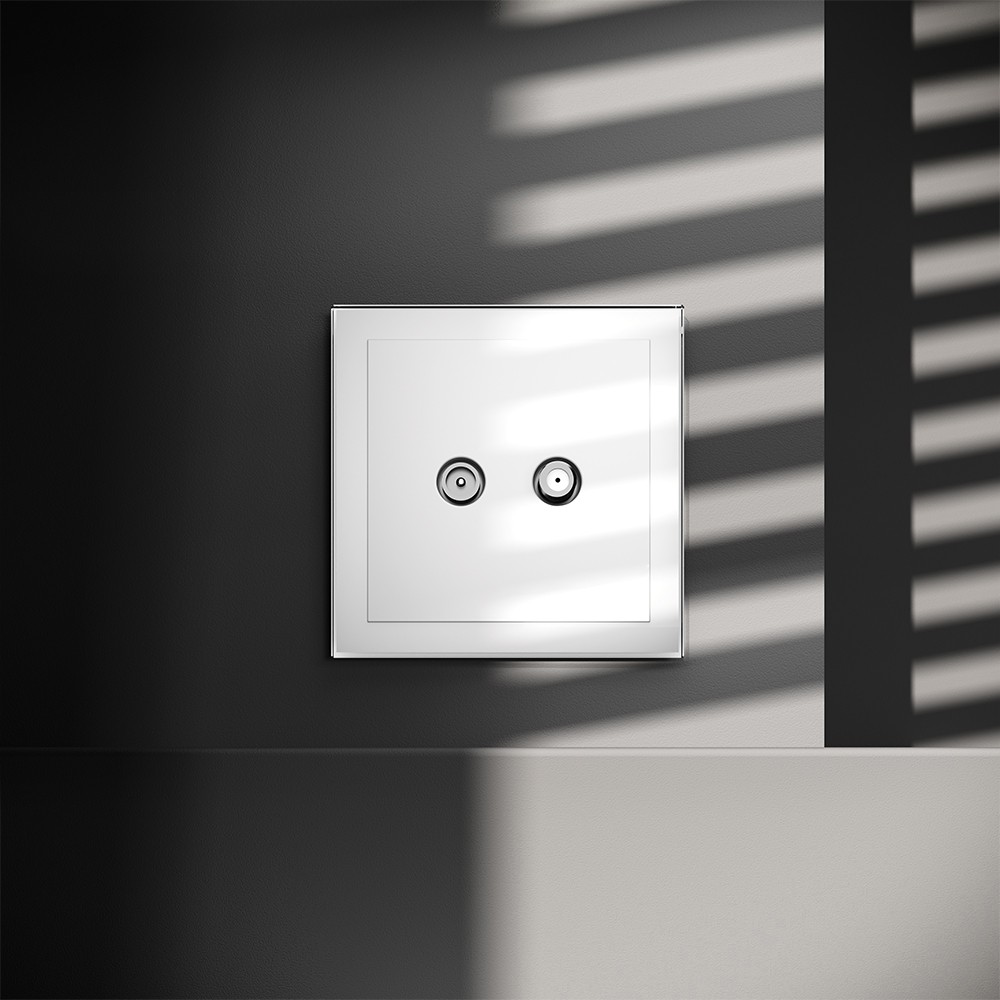 Розетка телевизионная встраиваемая VOLTUM S70 оконечная TV+SAT, (белый глянцевый)