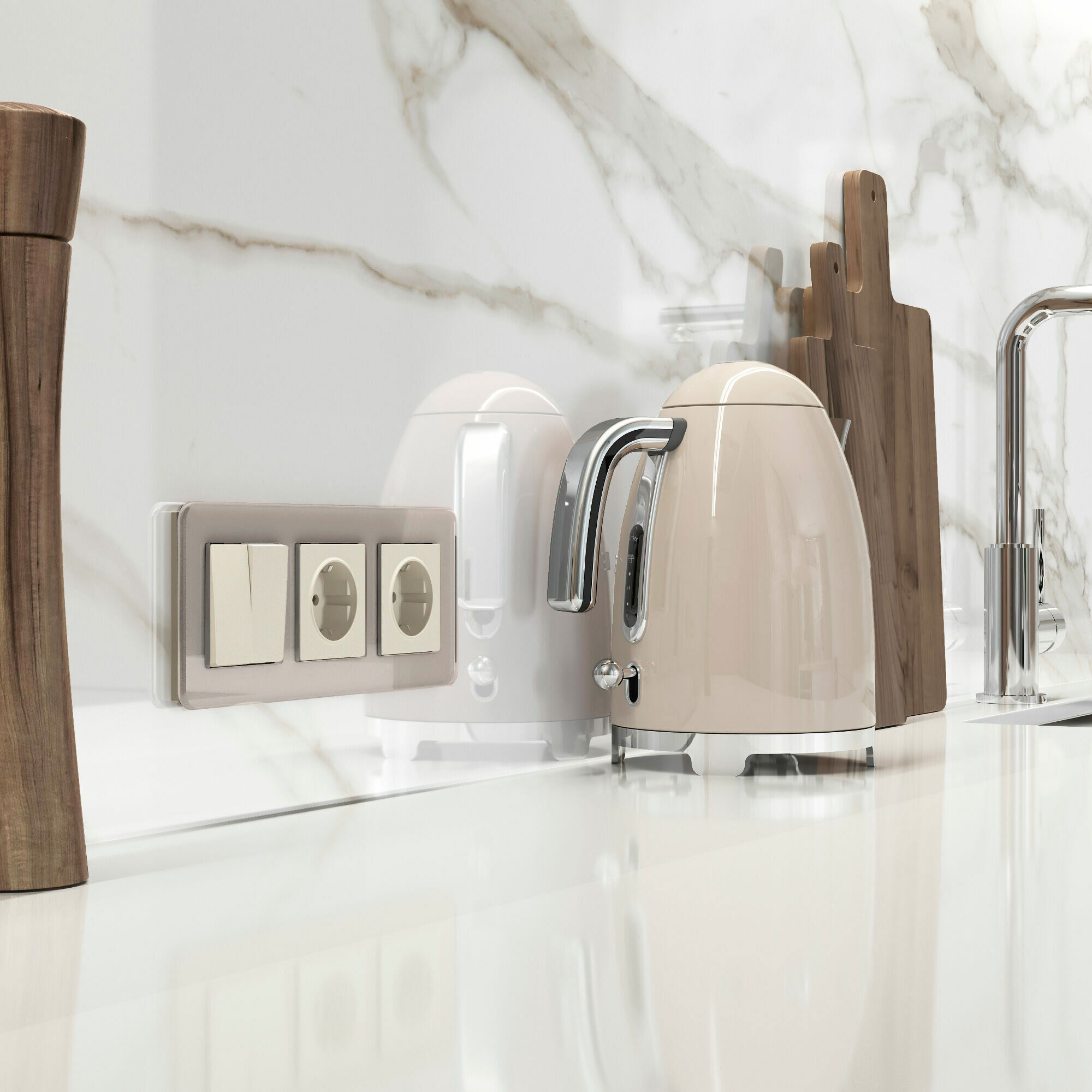 Розетка с заземлением (айвори матовый) Werkel