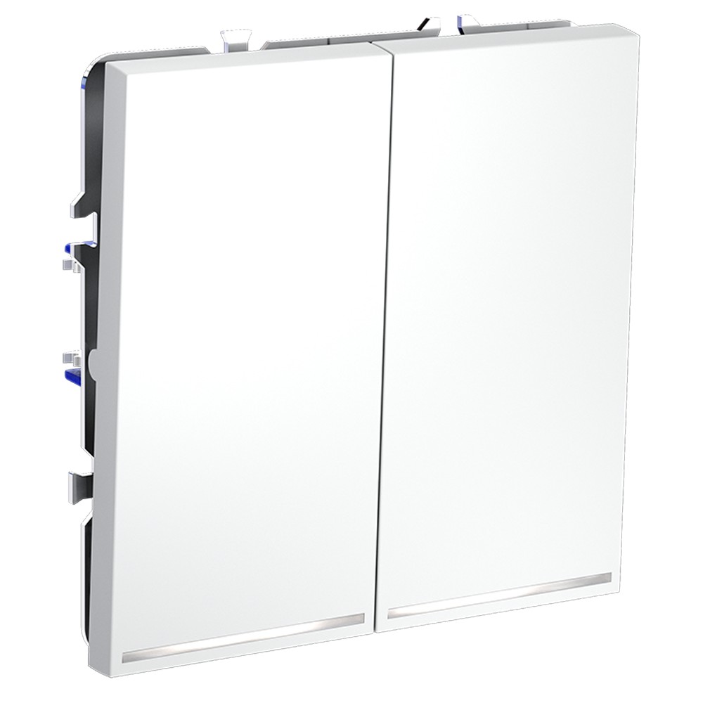 Выключатель встраиваемый VOLTUM S70 двухклавишный с подсветкой 10А, (белый матовый)