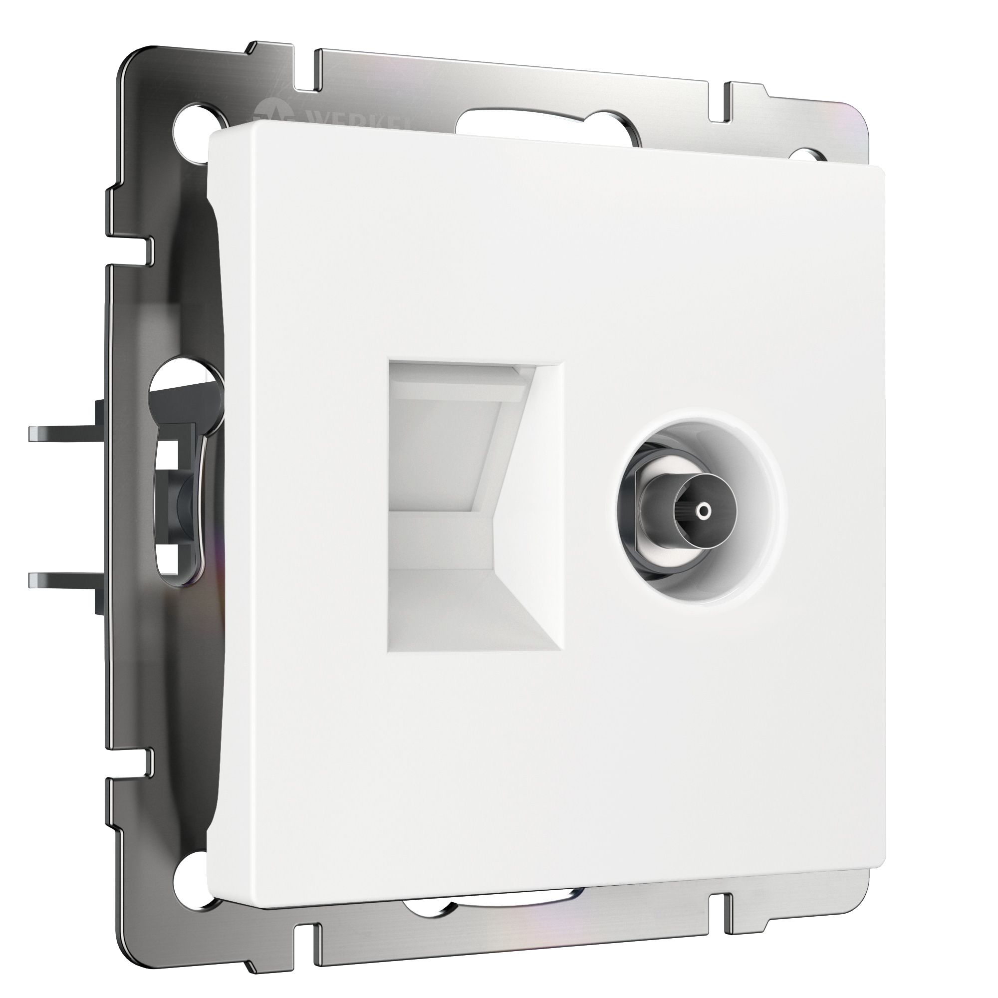 Розетка ТВ+Ethernet RJ-45 6 cat. (белый глянцевый) Werkel