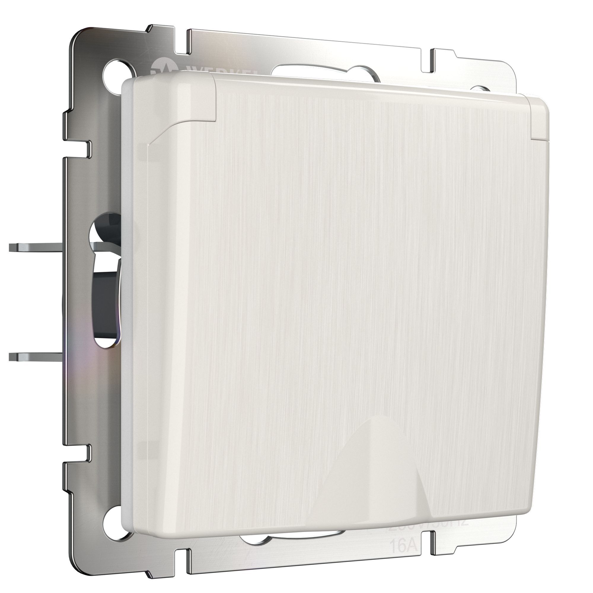 Розетка влагозащ. с зазем. с защит. крышкой и шторками (перламутровый рифленый) Werkel