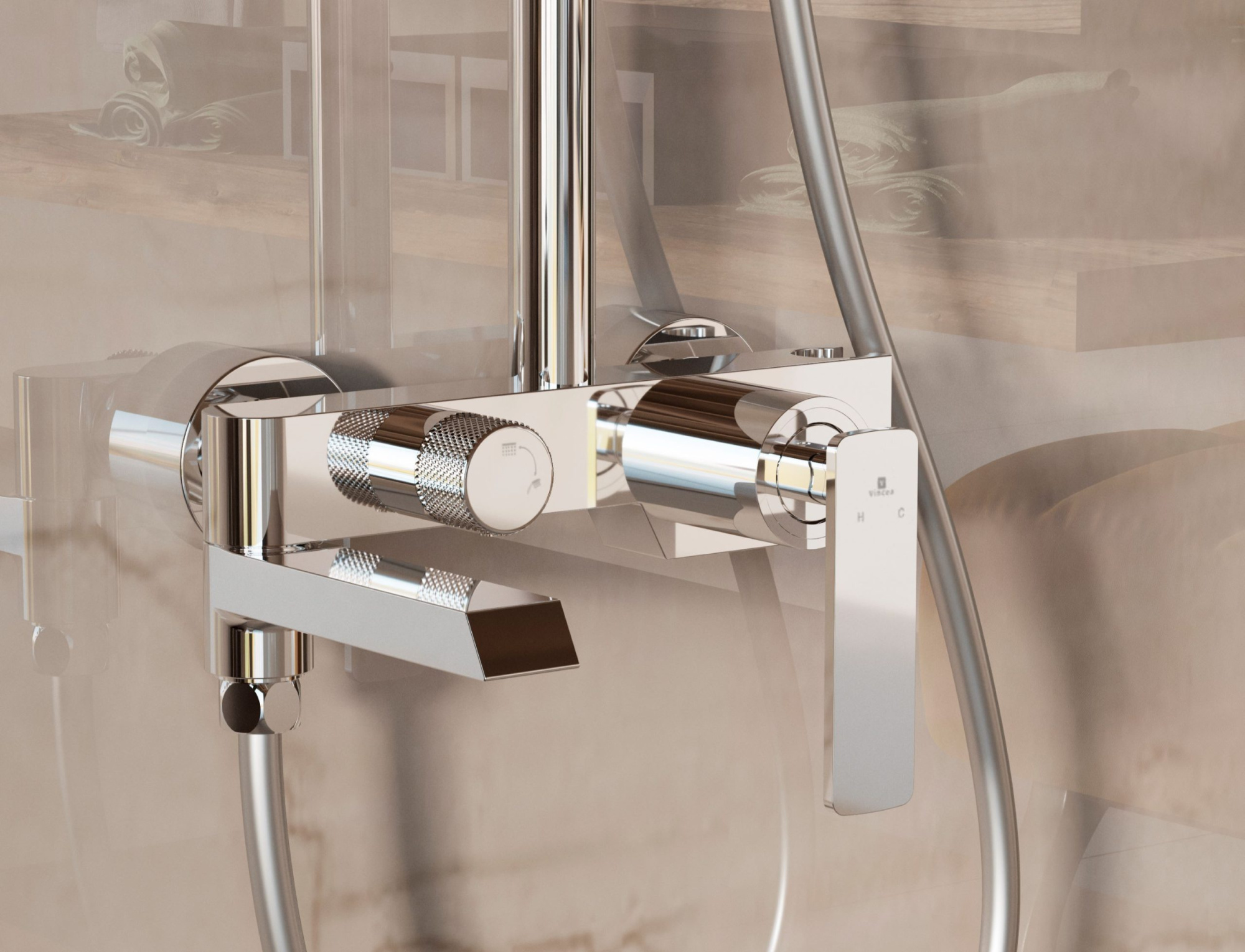 Душевая стойка Vincea VSFS-413CH настенная цвет хром